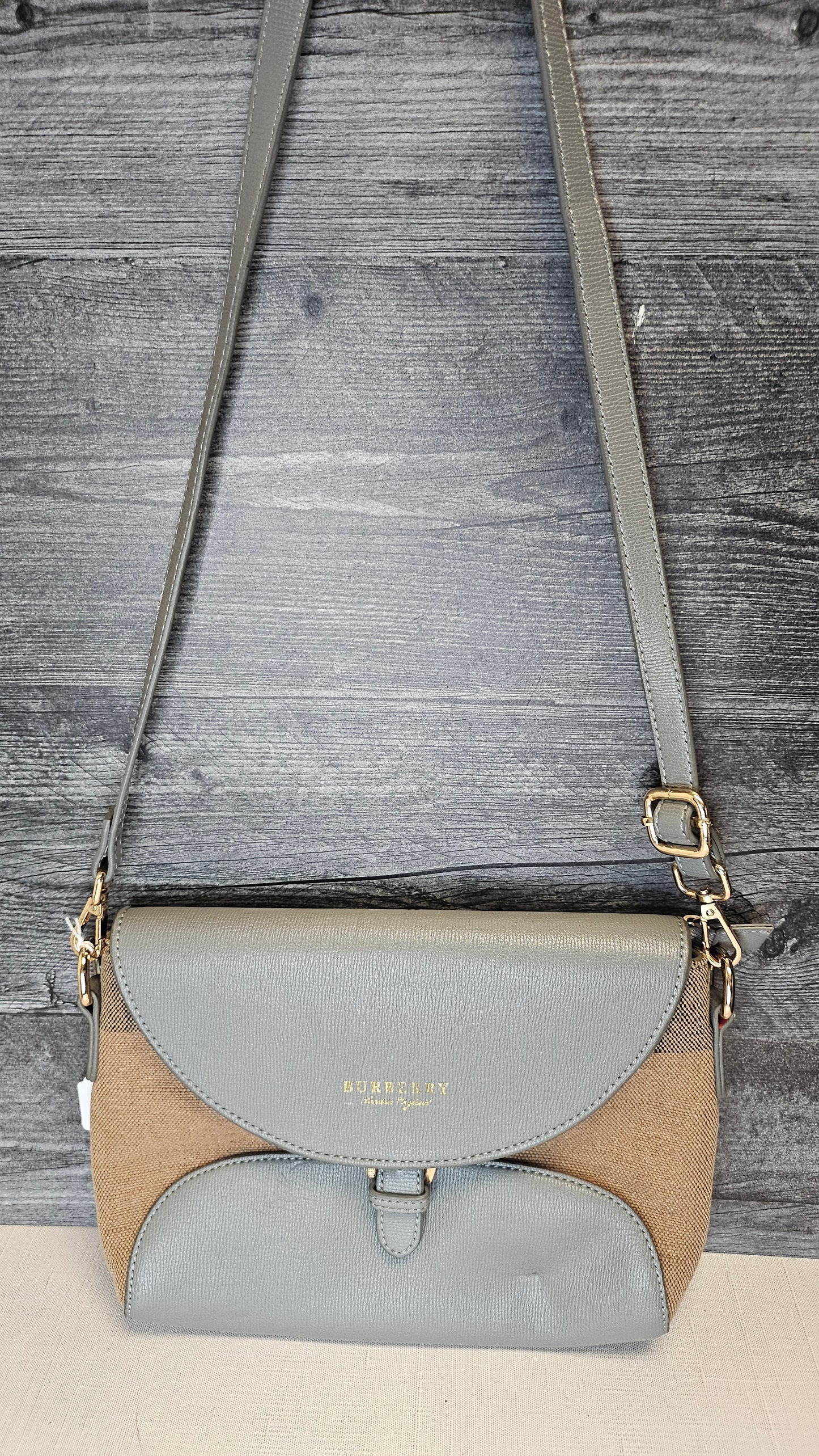 Burberry Canvas/Leather Satchel Bag 22x29x2cm