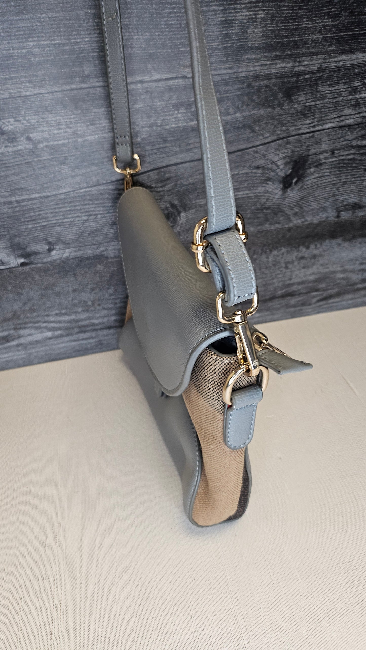 Burberry Canvas/Leather Satchel Bag 22x29x2cm