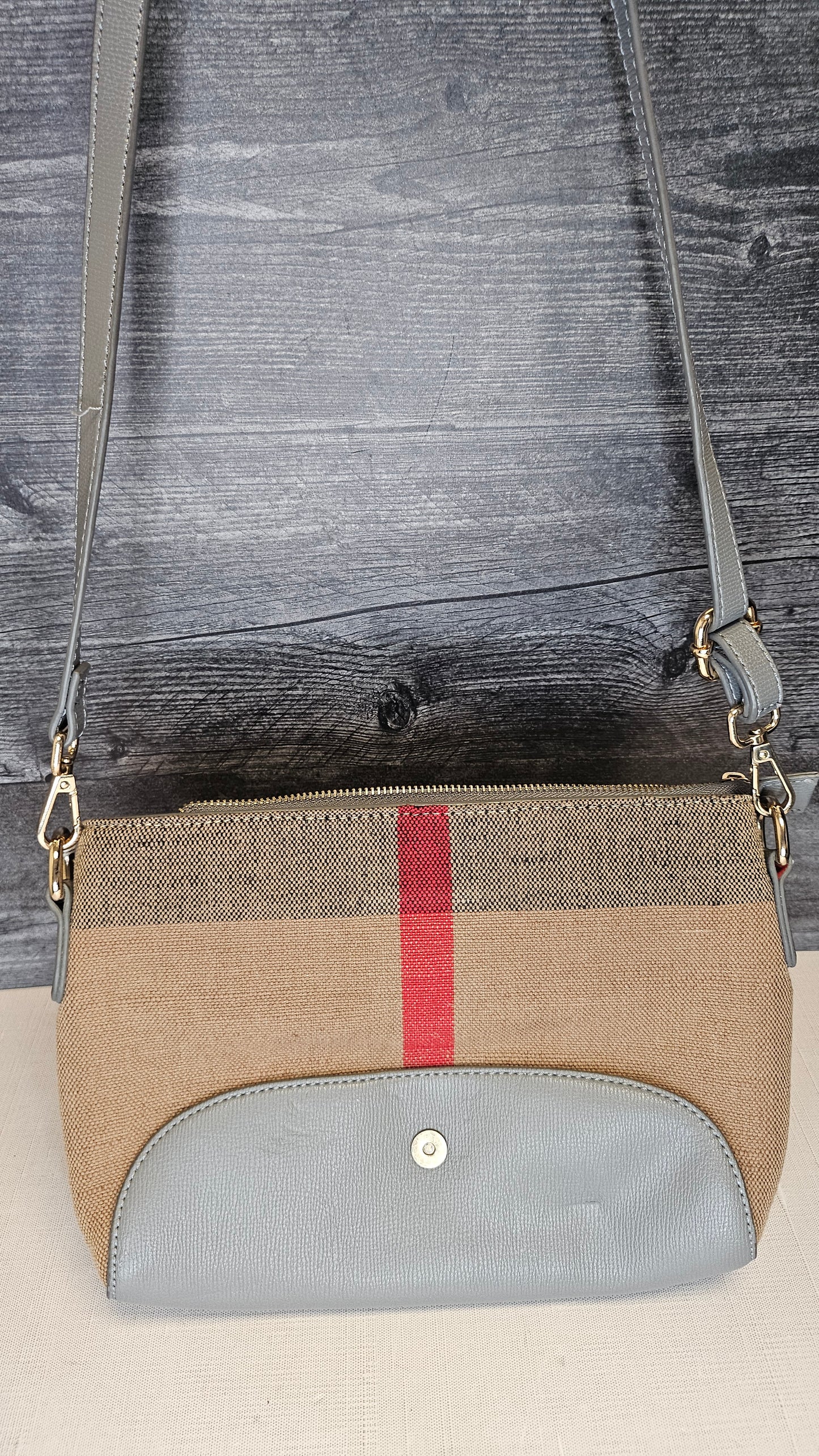 Burberry Canvas/Leather Satchel Bag 22x29x2cm