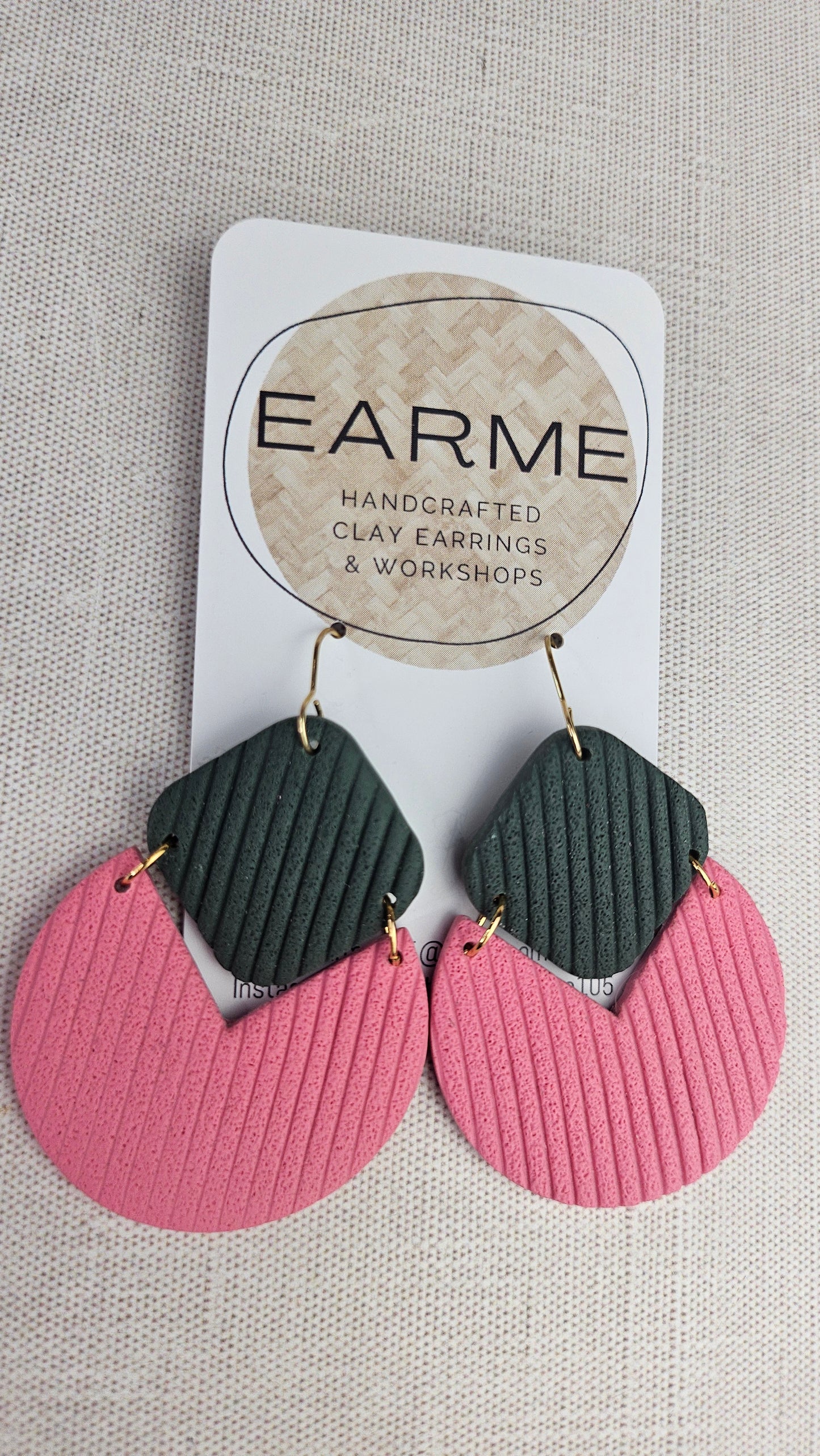 Earme Pink/Olive Large Multi Drop Earring BNWT