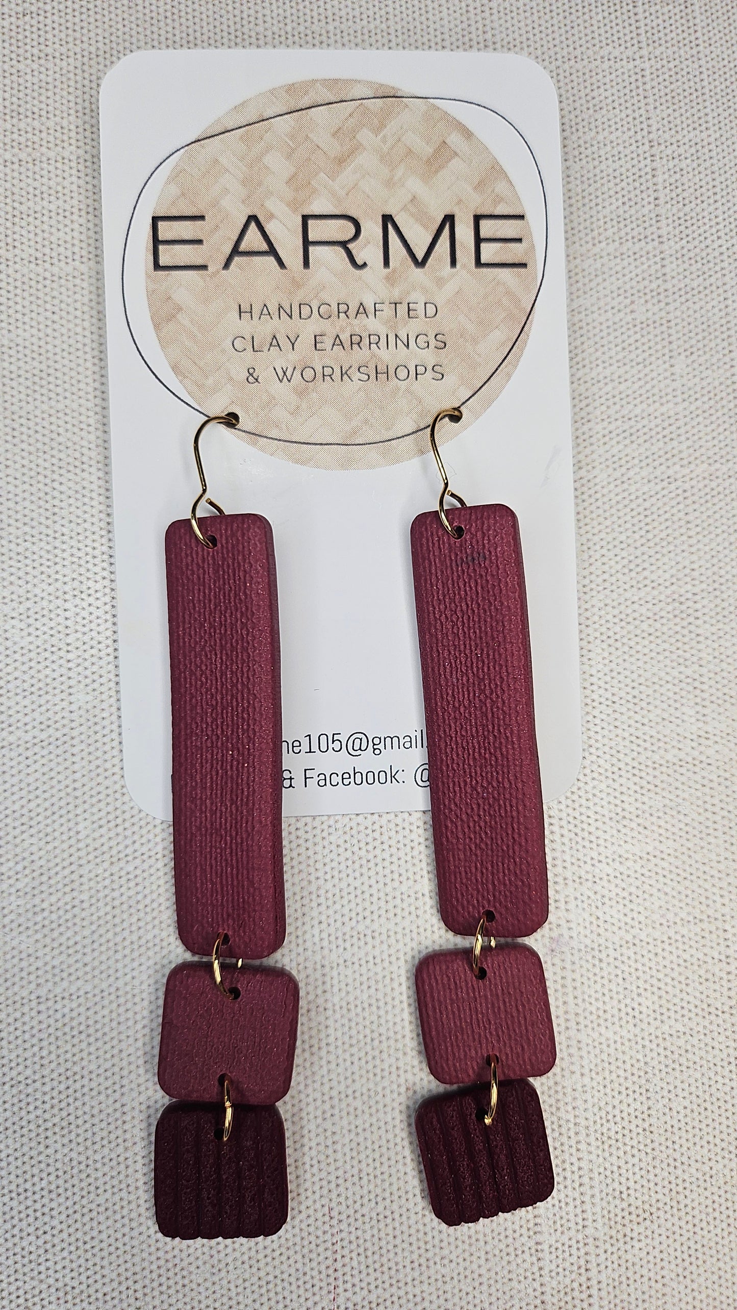 Earme Long Drop Earring Burgundy