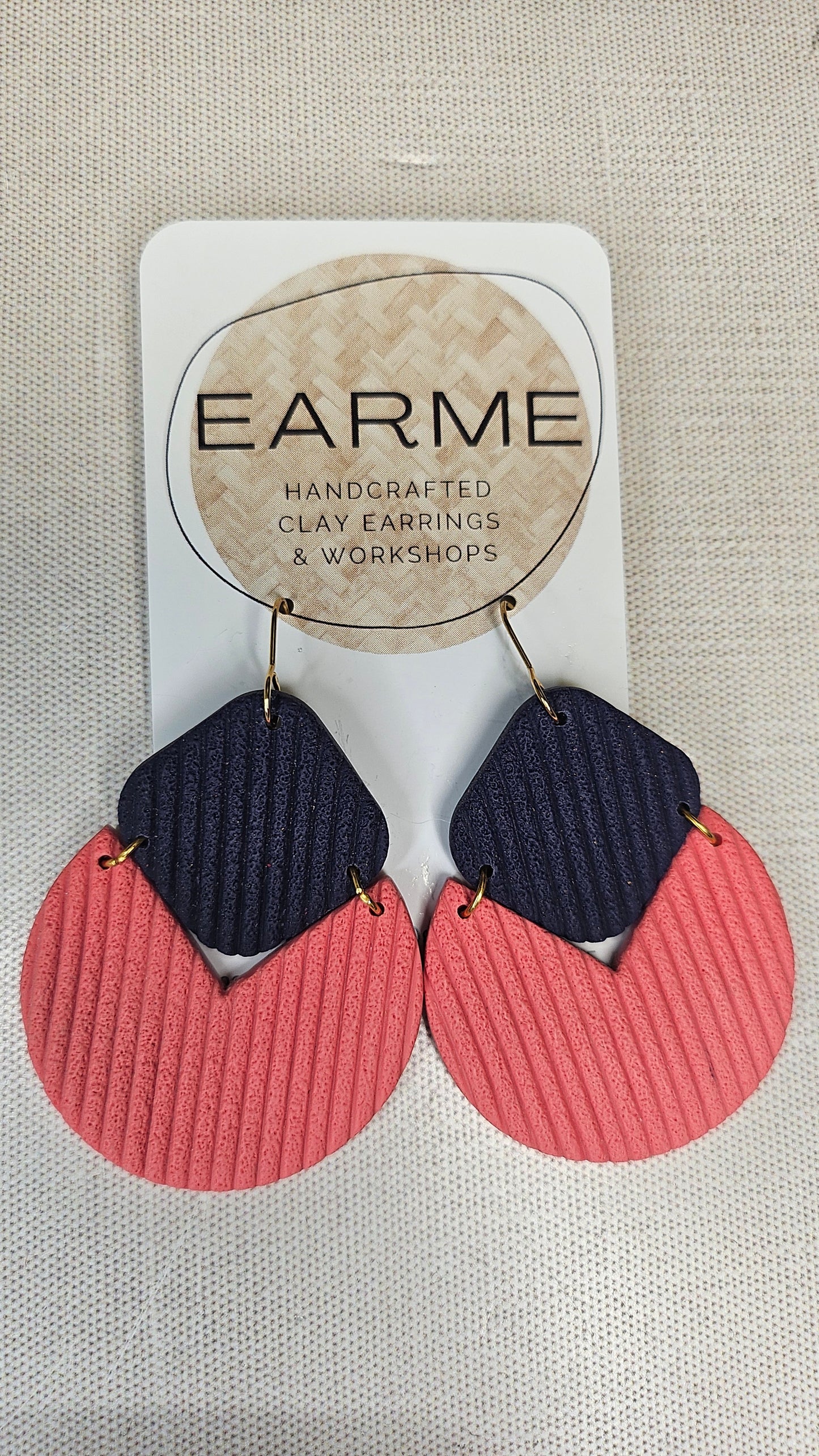 Earme Coral/Blue Drop Earrings New