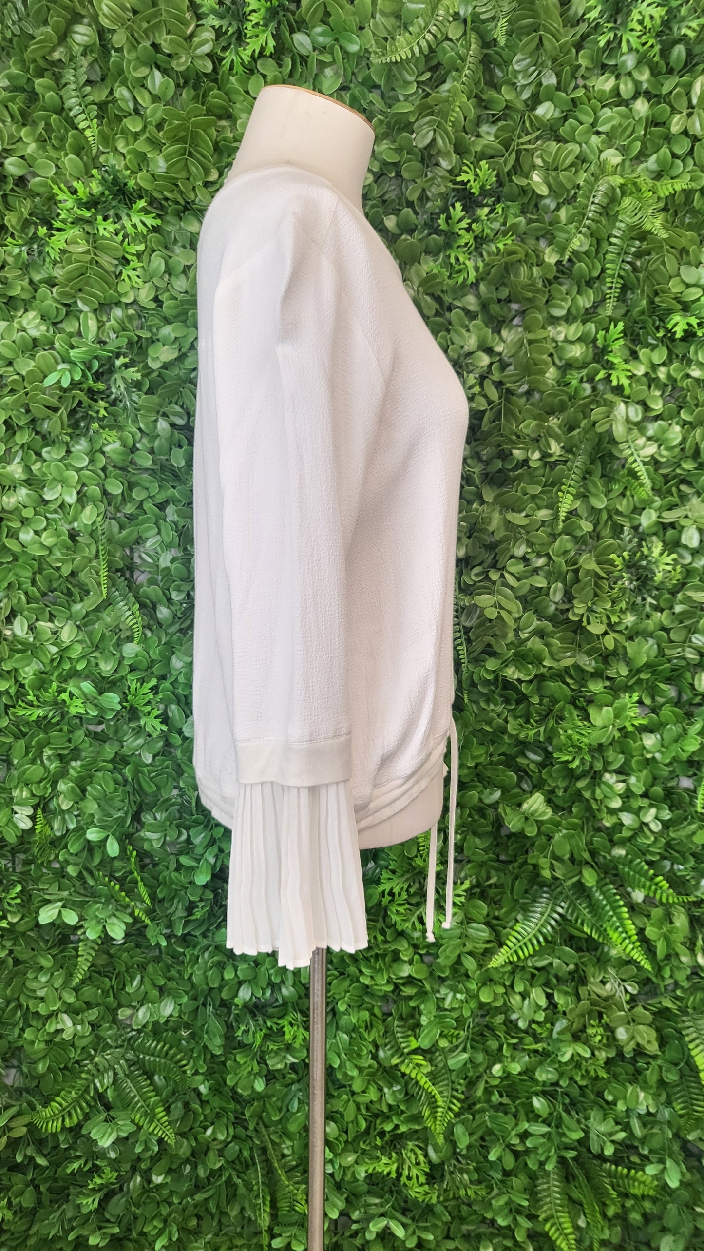 Leon & Harper Cream Frill Yoke Shirt 14