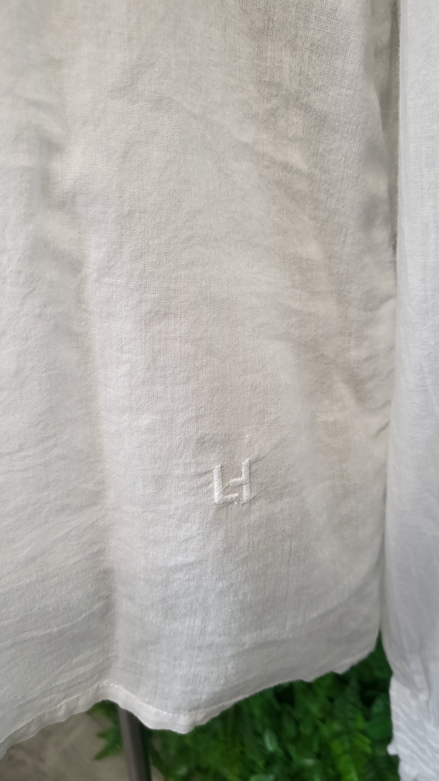 Leon & Harper Cream Frill Yoke Shirt 14