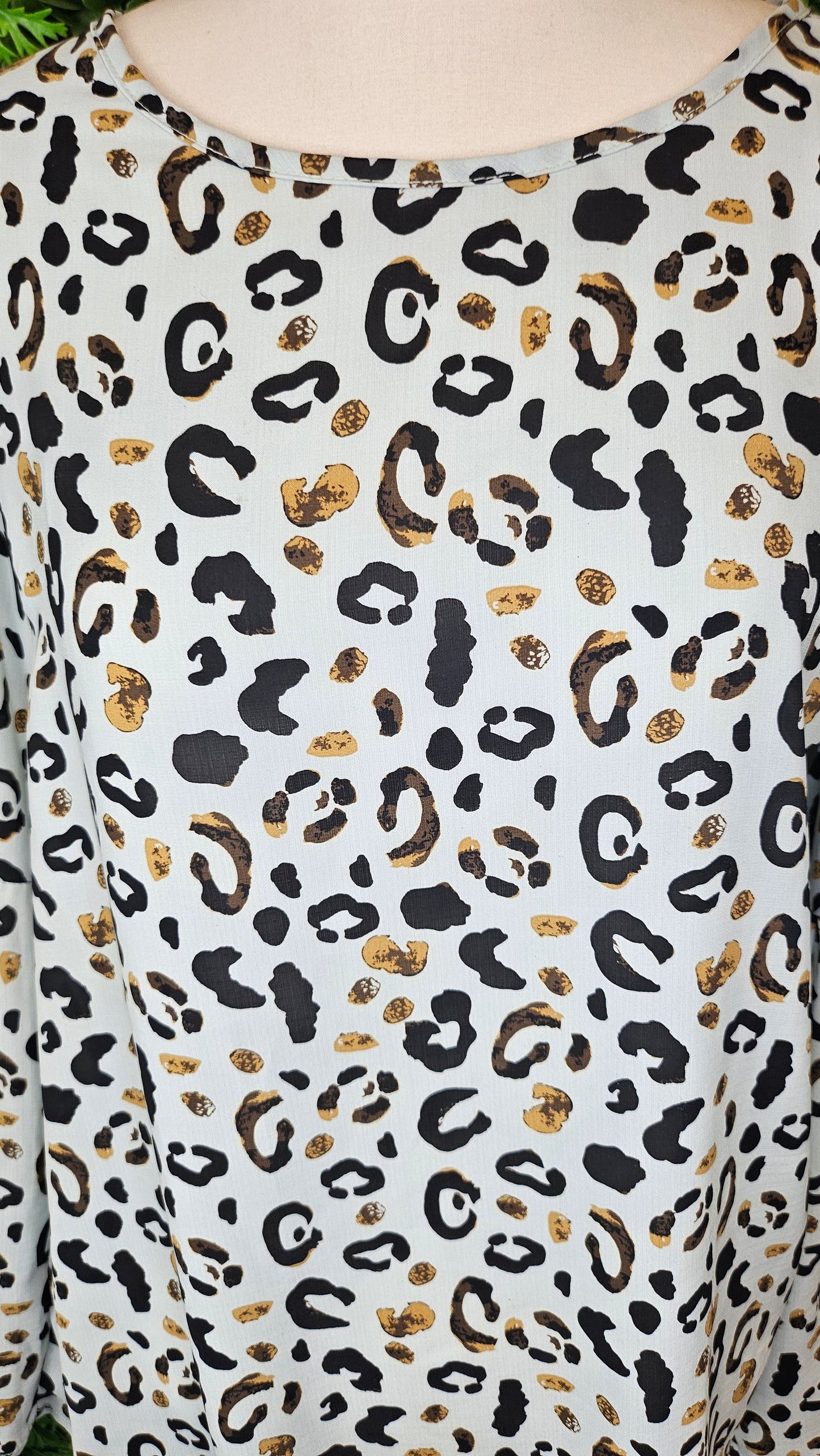 White Chalk Animal Print Frill Cuff Top (12)