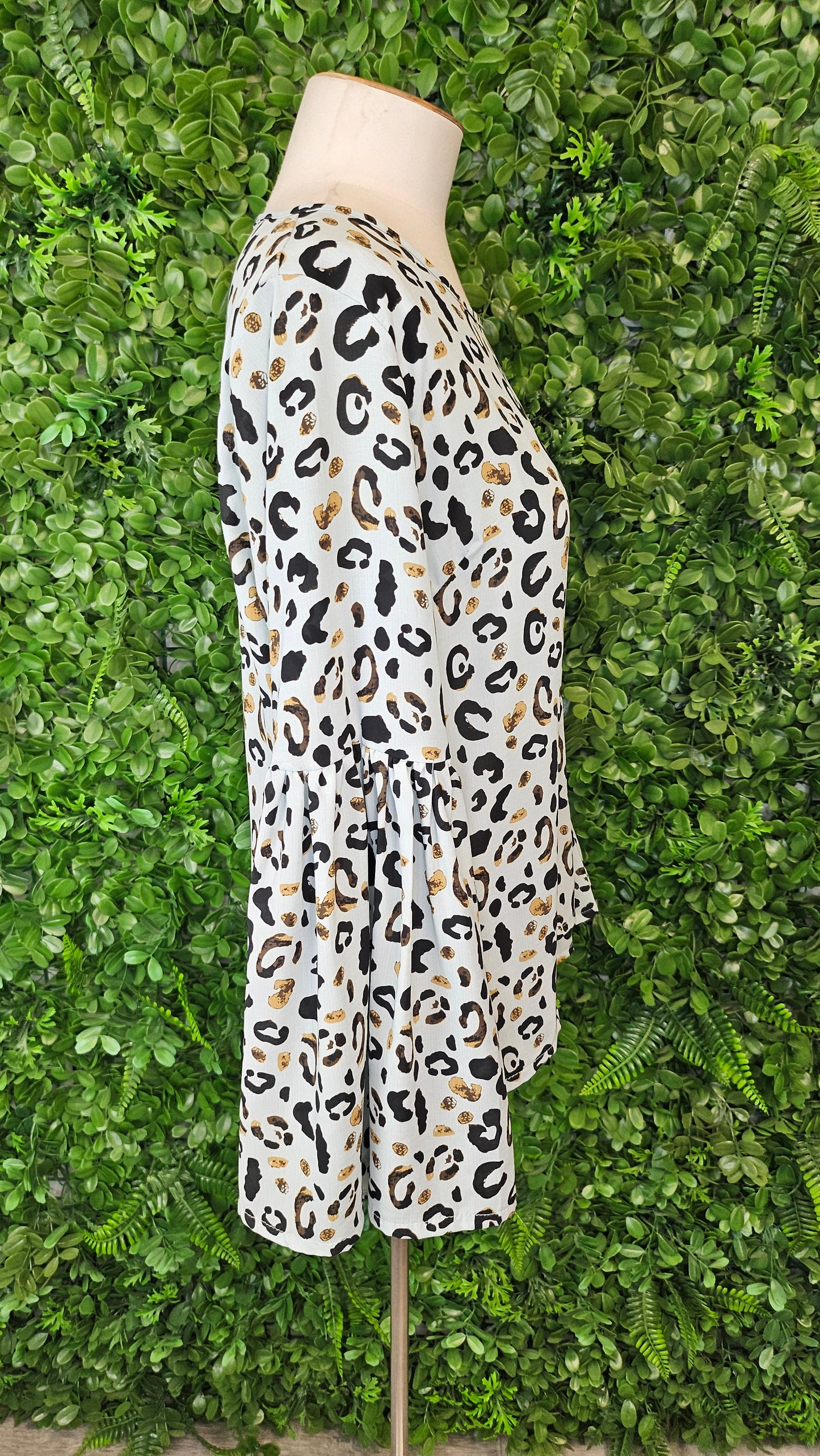 White Chalk Animal Print Frill Cuff Top (12)