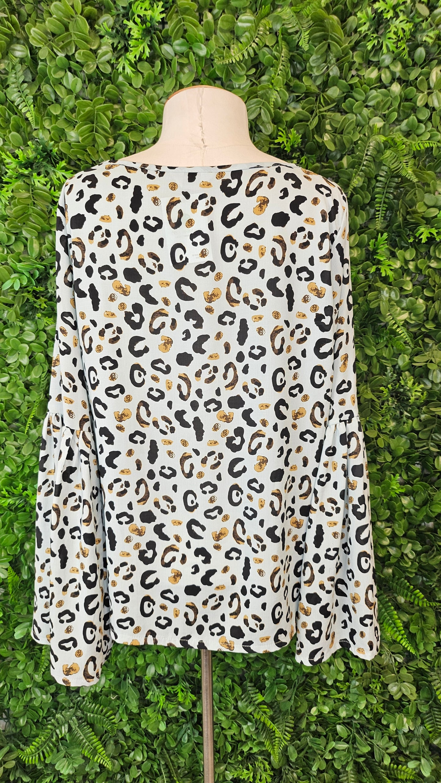 White Chalk Animal Print Frill Cuff Top (12)