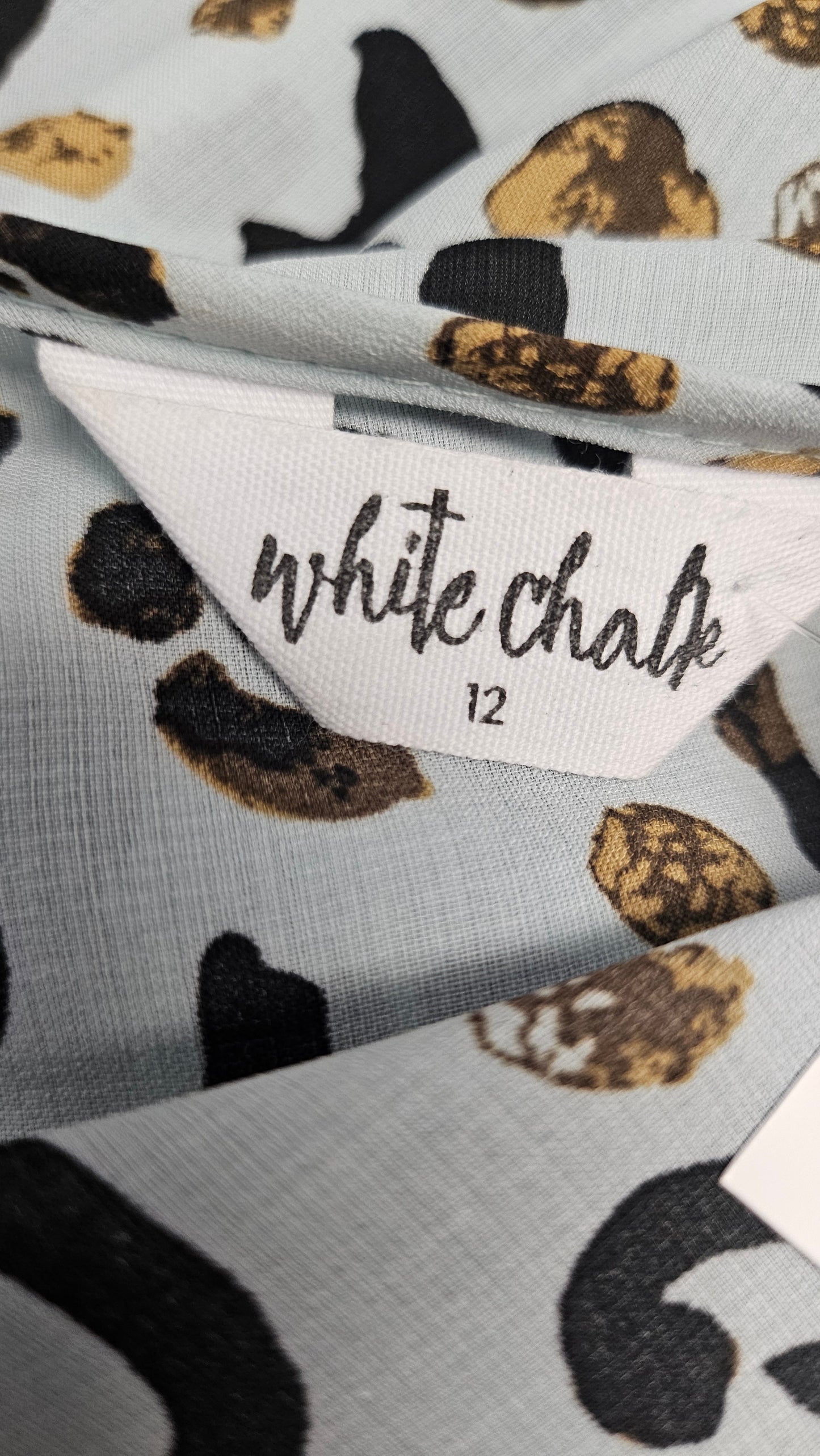 White Chalk Animal Print Frill Cuff Top (12)