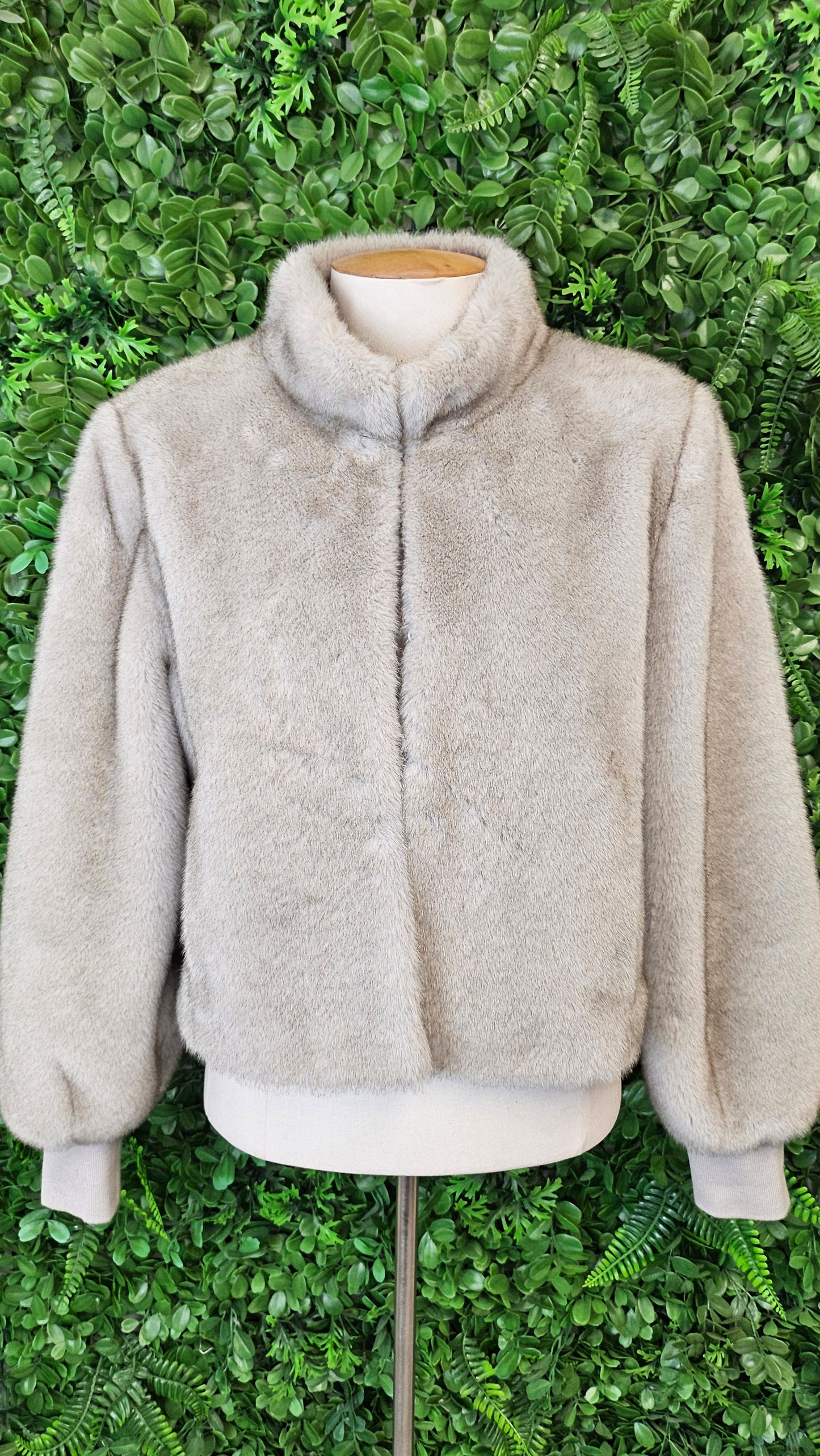 Once Was Silver Cropped Faux Fur Jacket (12-14)