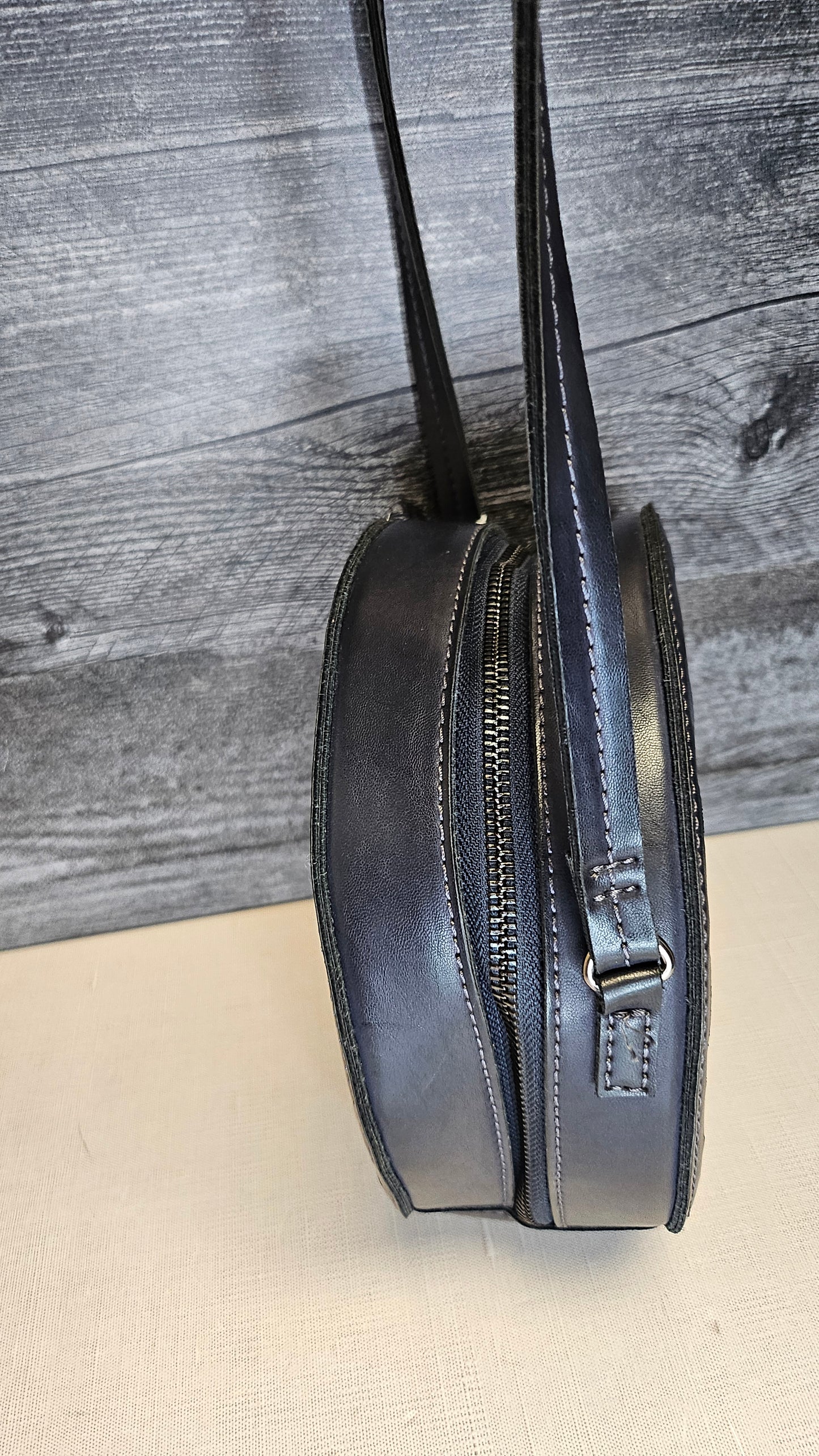 Sashenka Dark Navy Circular Bag (20cmx8cm)