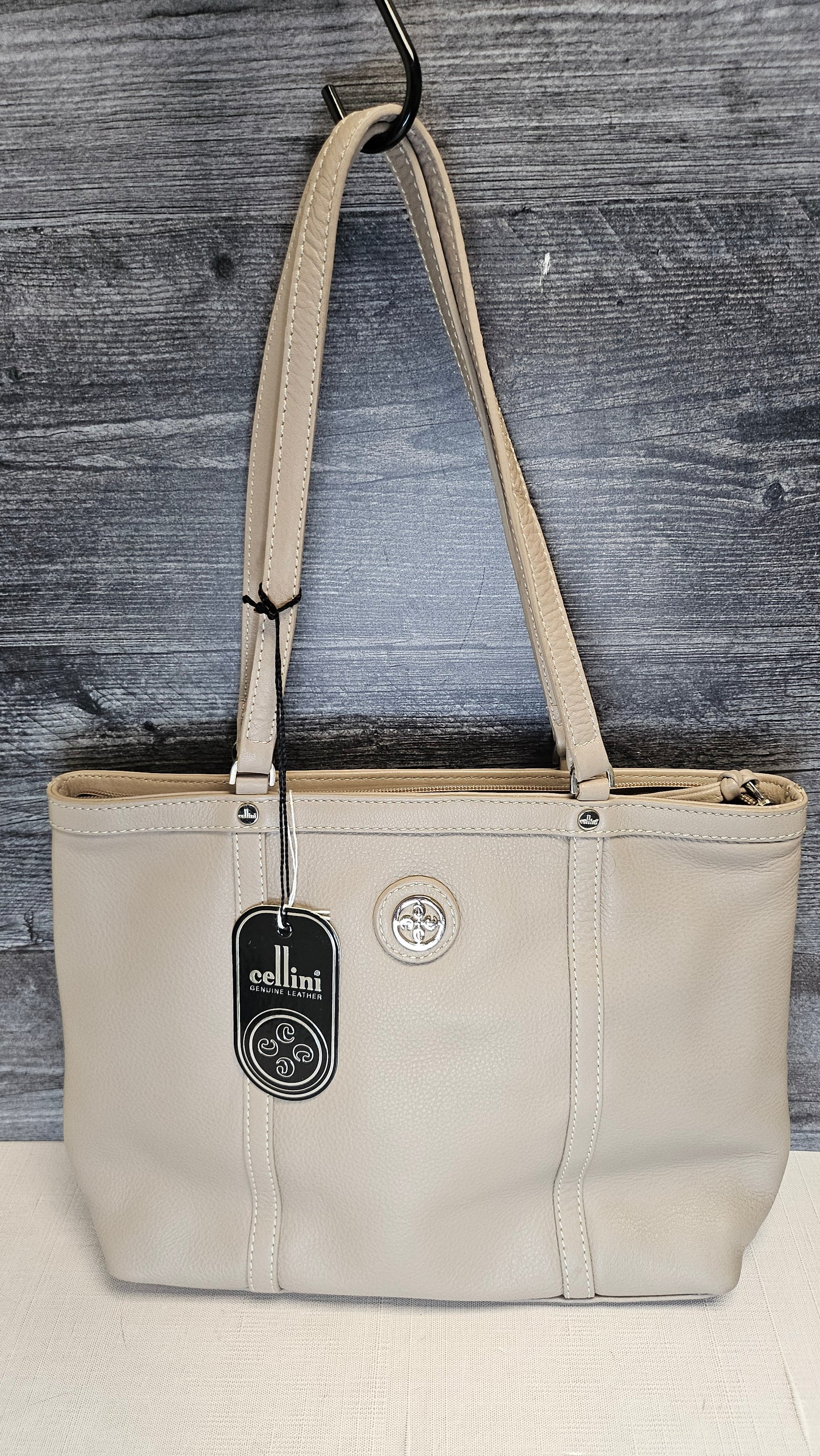 Cellini Taupe Leather Bag BNWT (36x24x9cm)