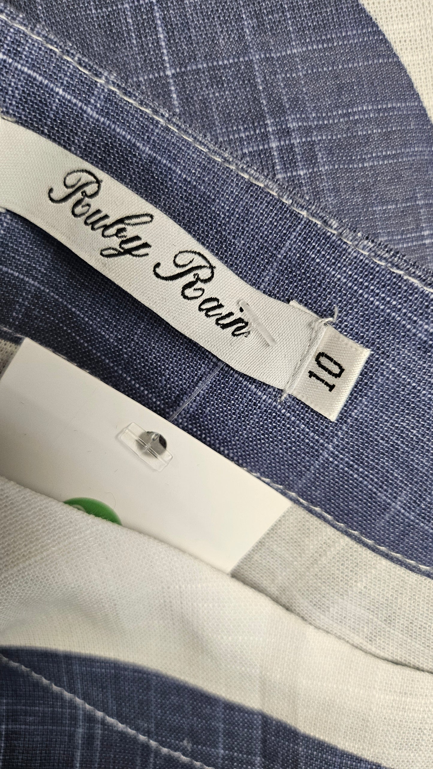 Ruby Rain Blue/White Linen Dress (10)