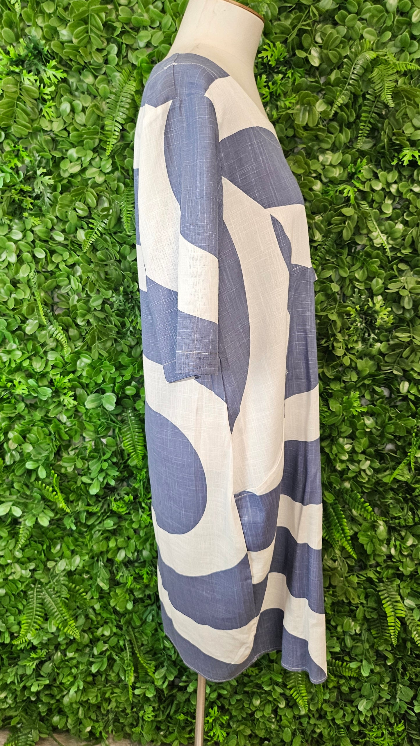 Ruby Rain Blue/White Linen Dress (10)