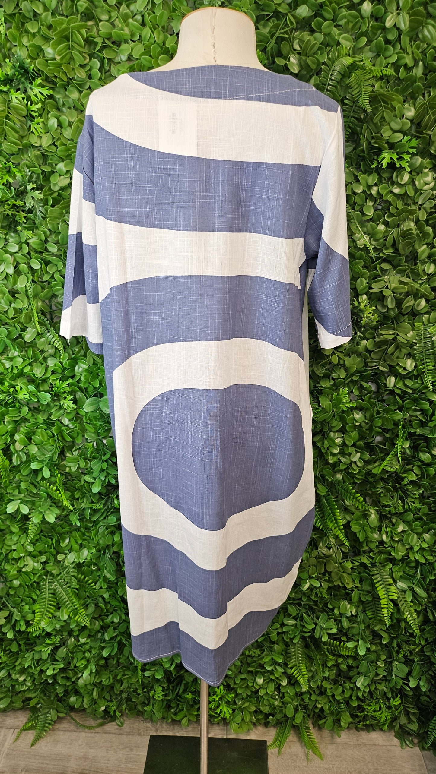 Ruby Rain Blue/White Linen Dress (10)
