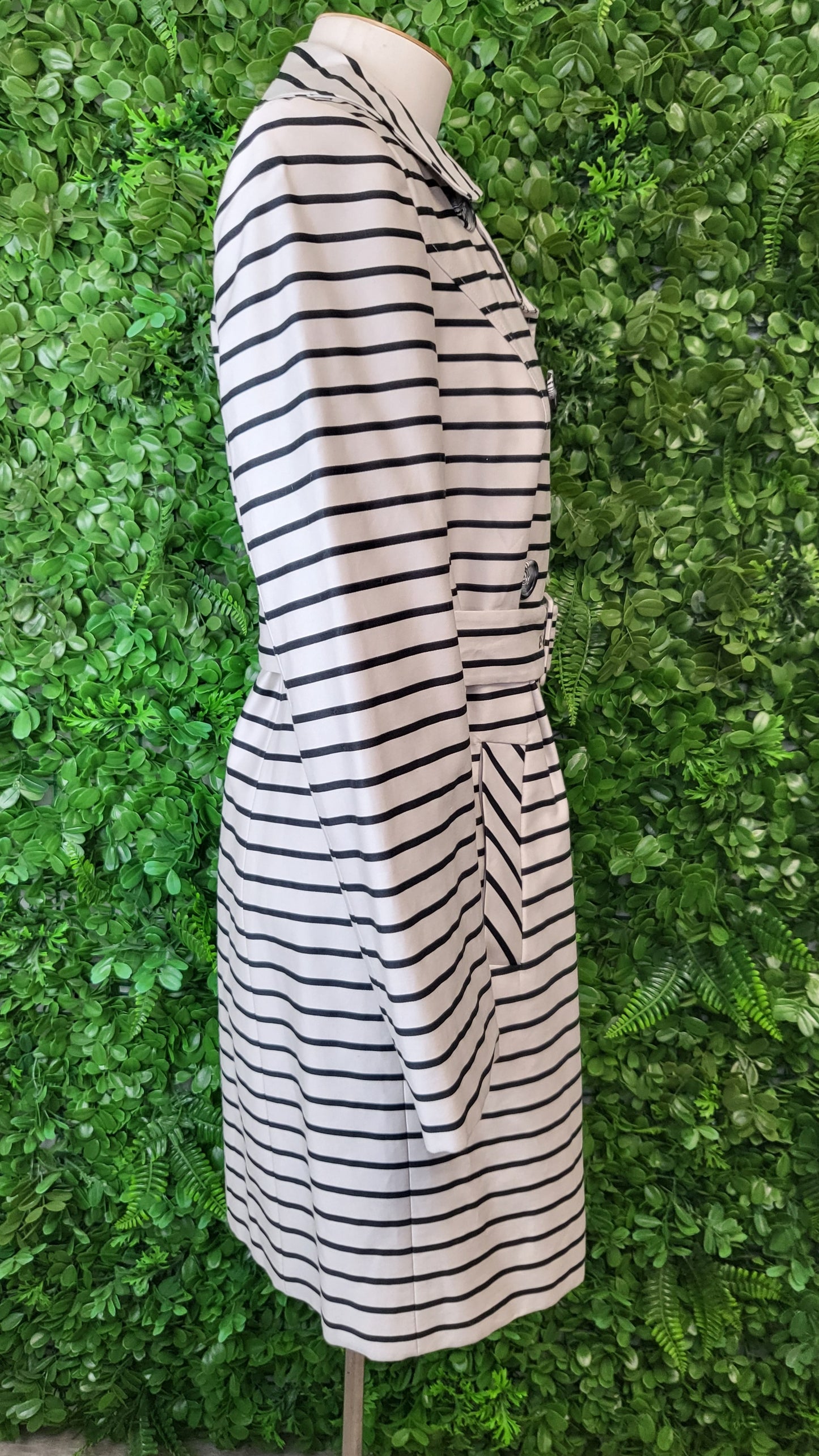 Jacqui E Cream/Black Stripe Trenchcoat (10)