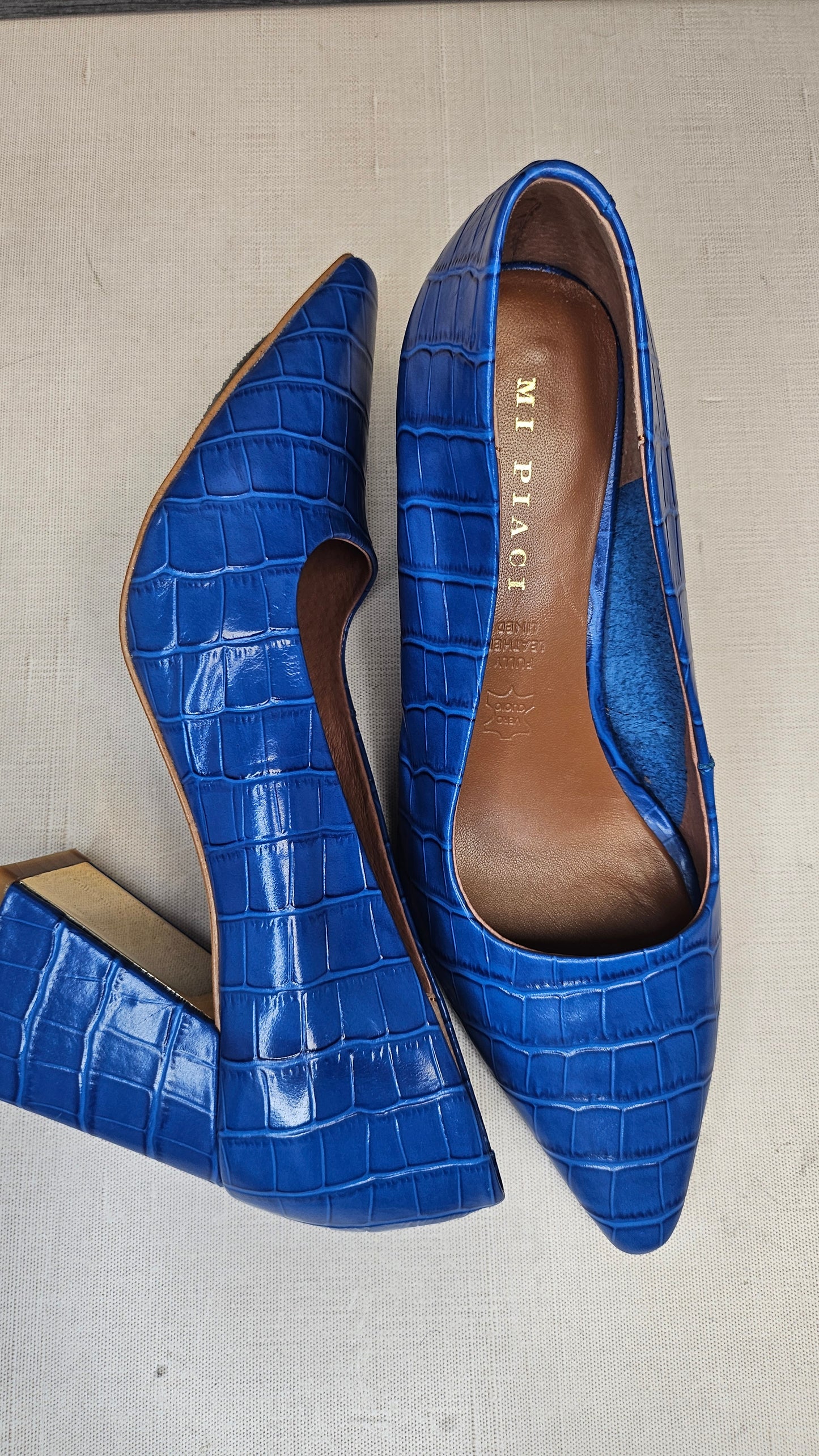 Mi Piaci Blue Leather Heel (37)