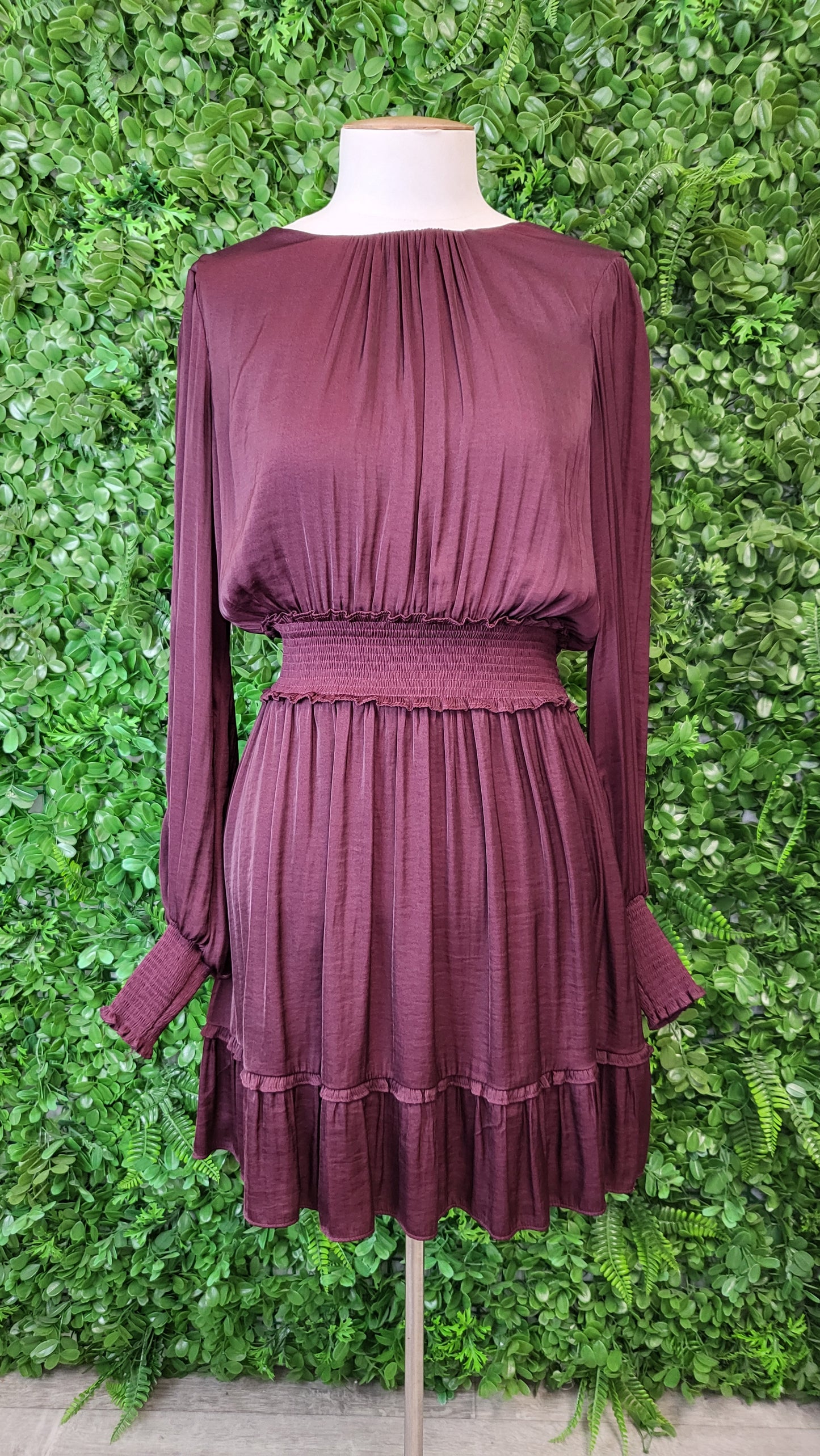 Forever New Plum Shirred Waist Dress (10)