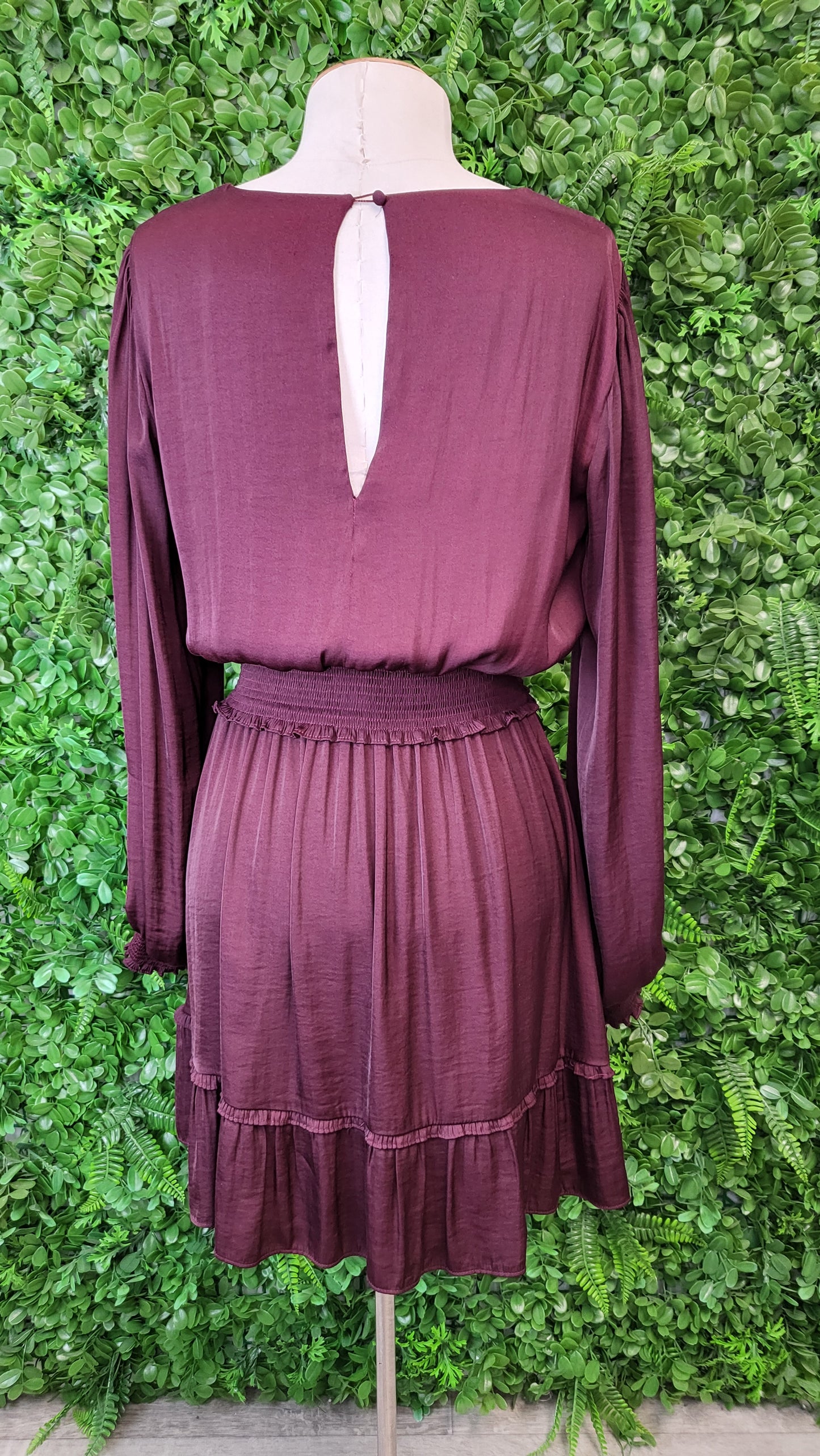 Forever New Plum Shirred Waist Dress (10)