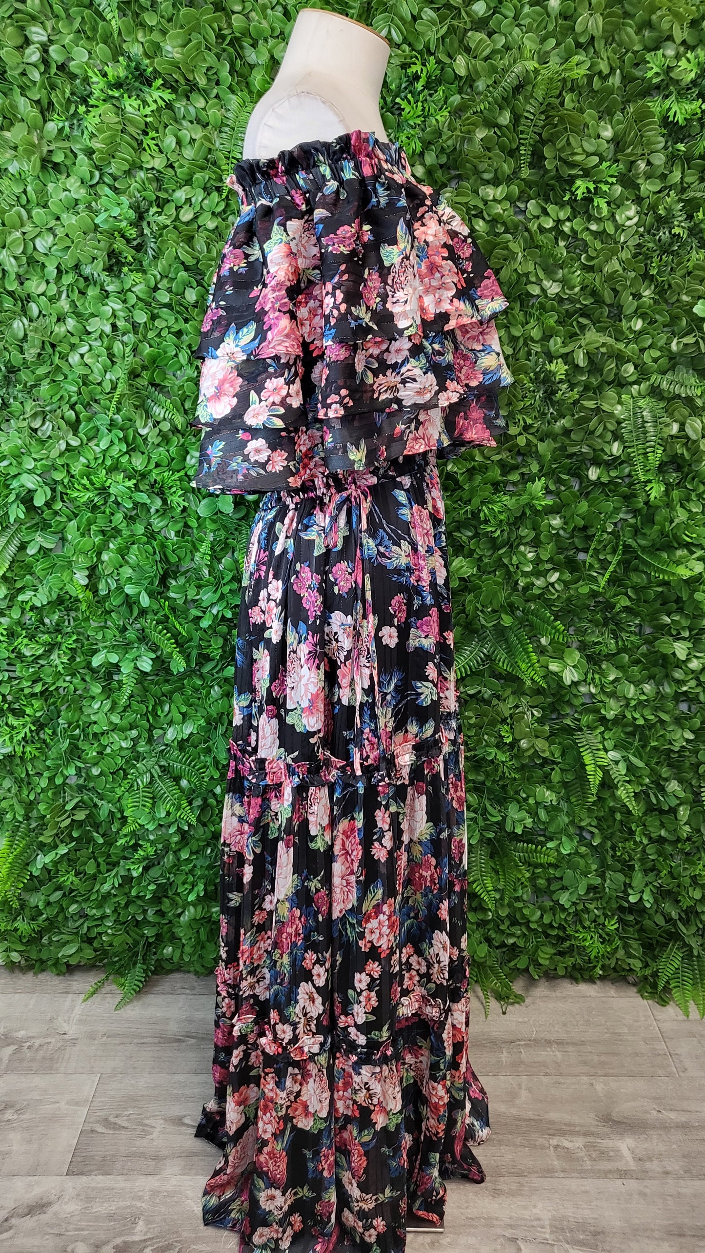 Stella Royal Floral Off Shoulder Dress (14-16)