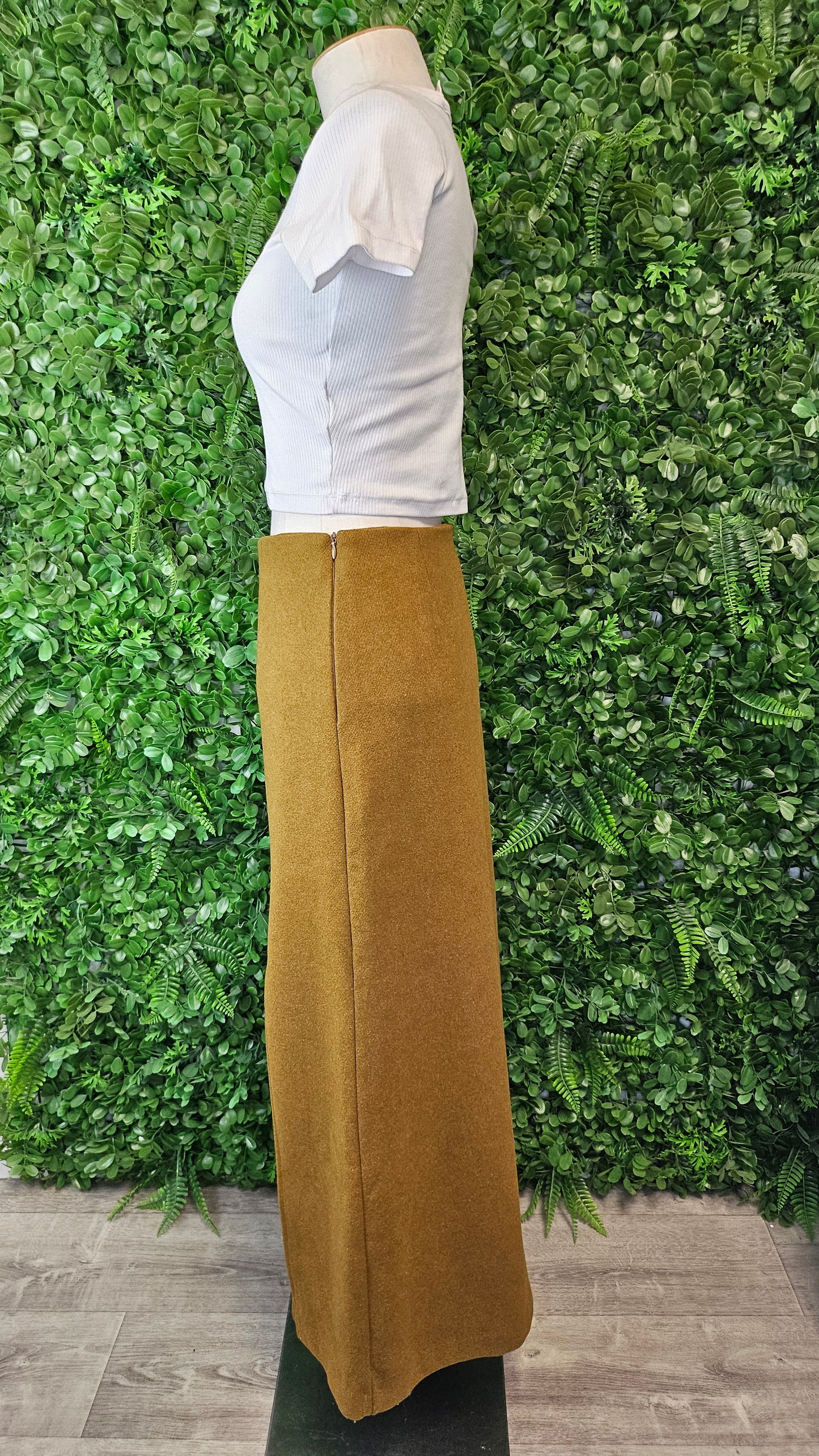 9Nine Olive Wool Split Skirt (8)
