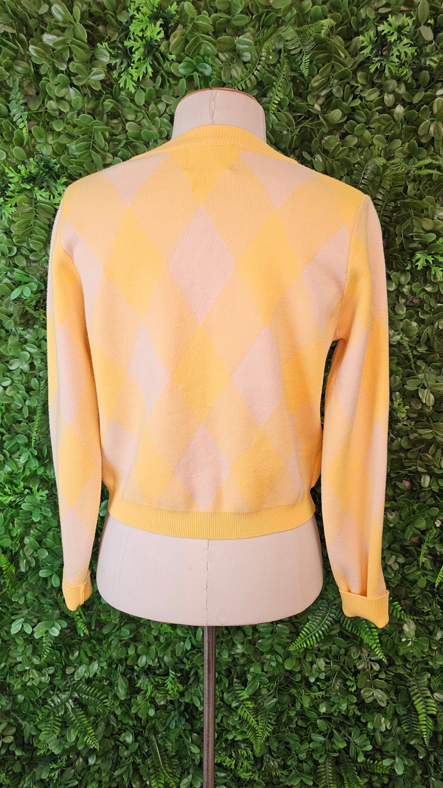 Compania Fantastica Yellow Argyle Cardigan (10)