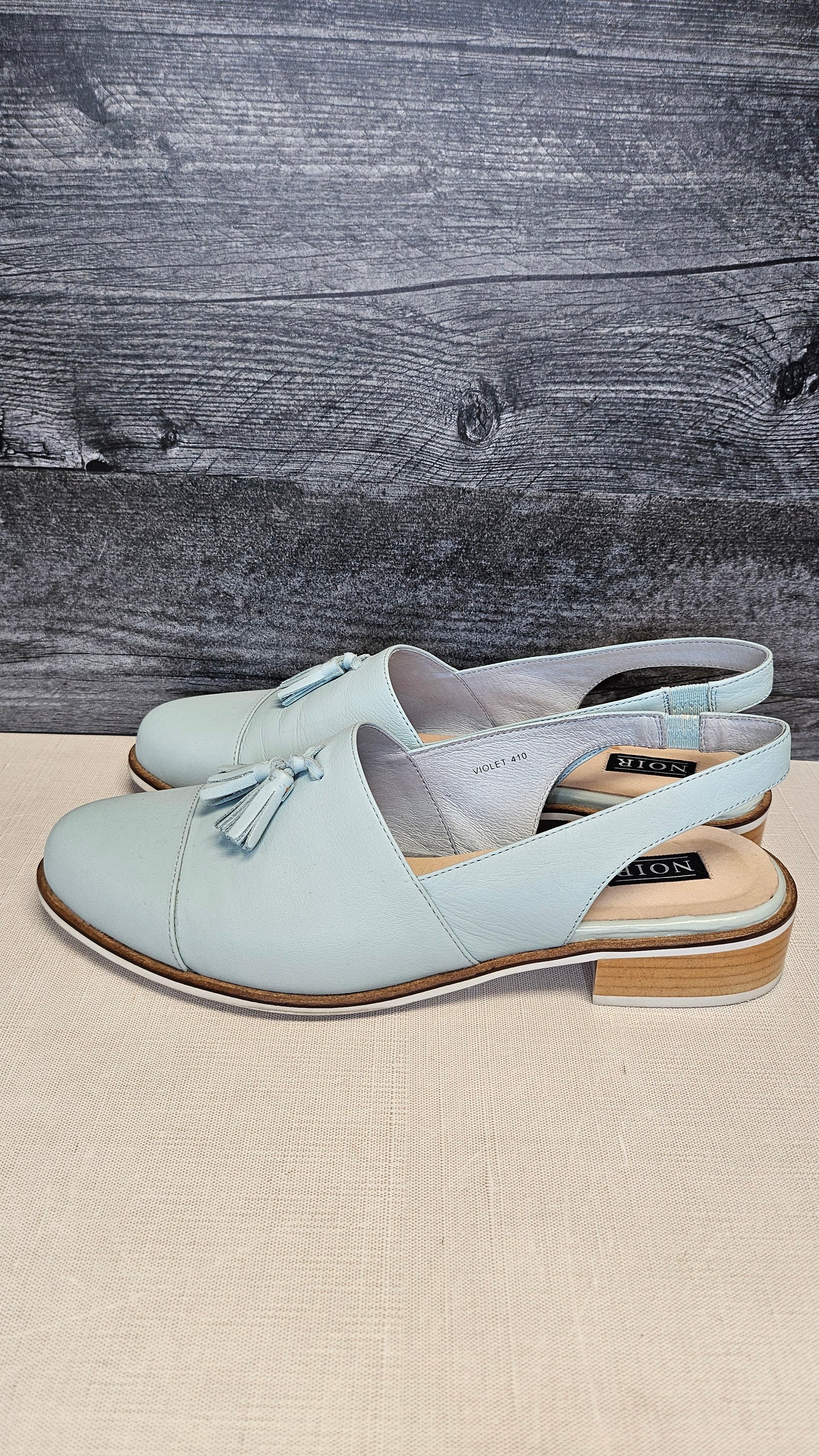 Noir Blue Leather Slingback (40)