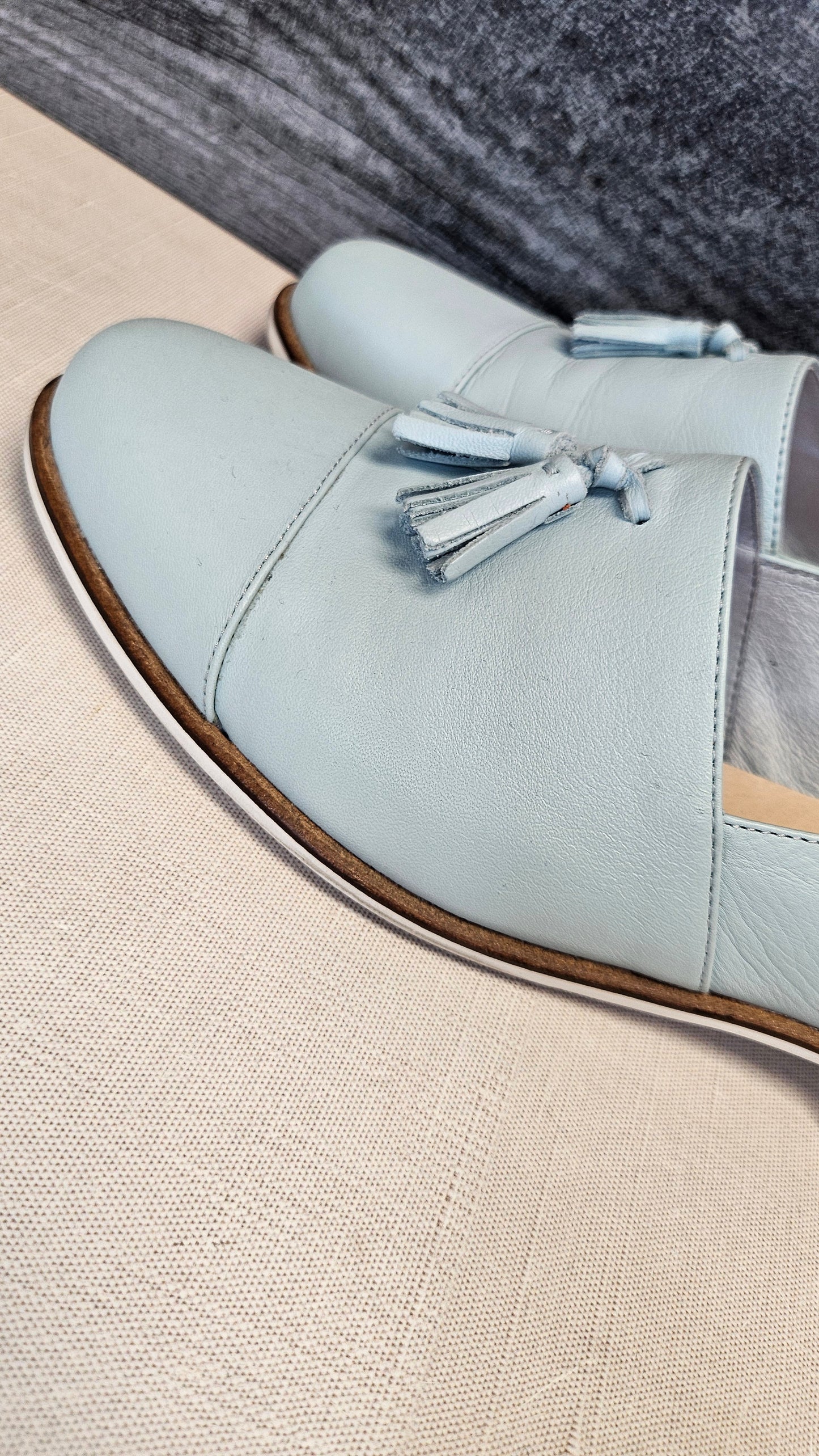 Noir Blue Leather Slingback (40)