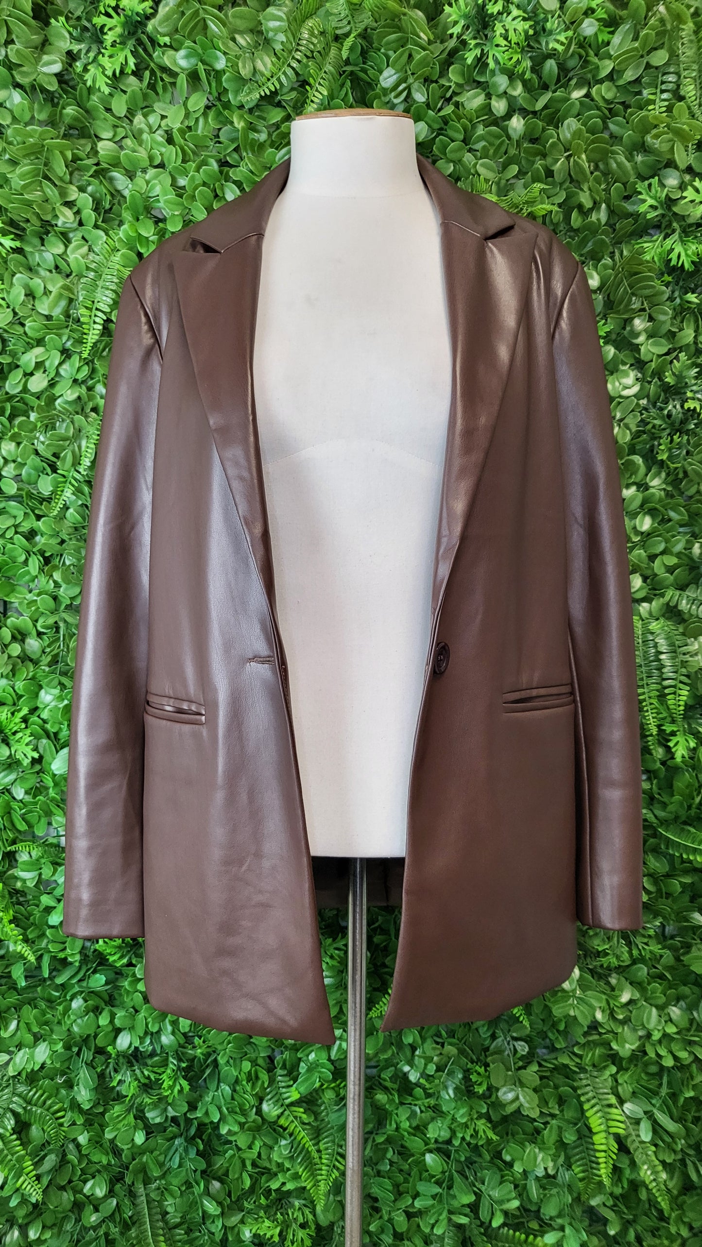 Jorge Chocolate Pleather Blazer (8-10)