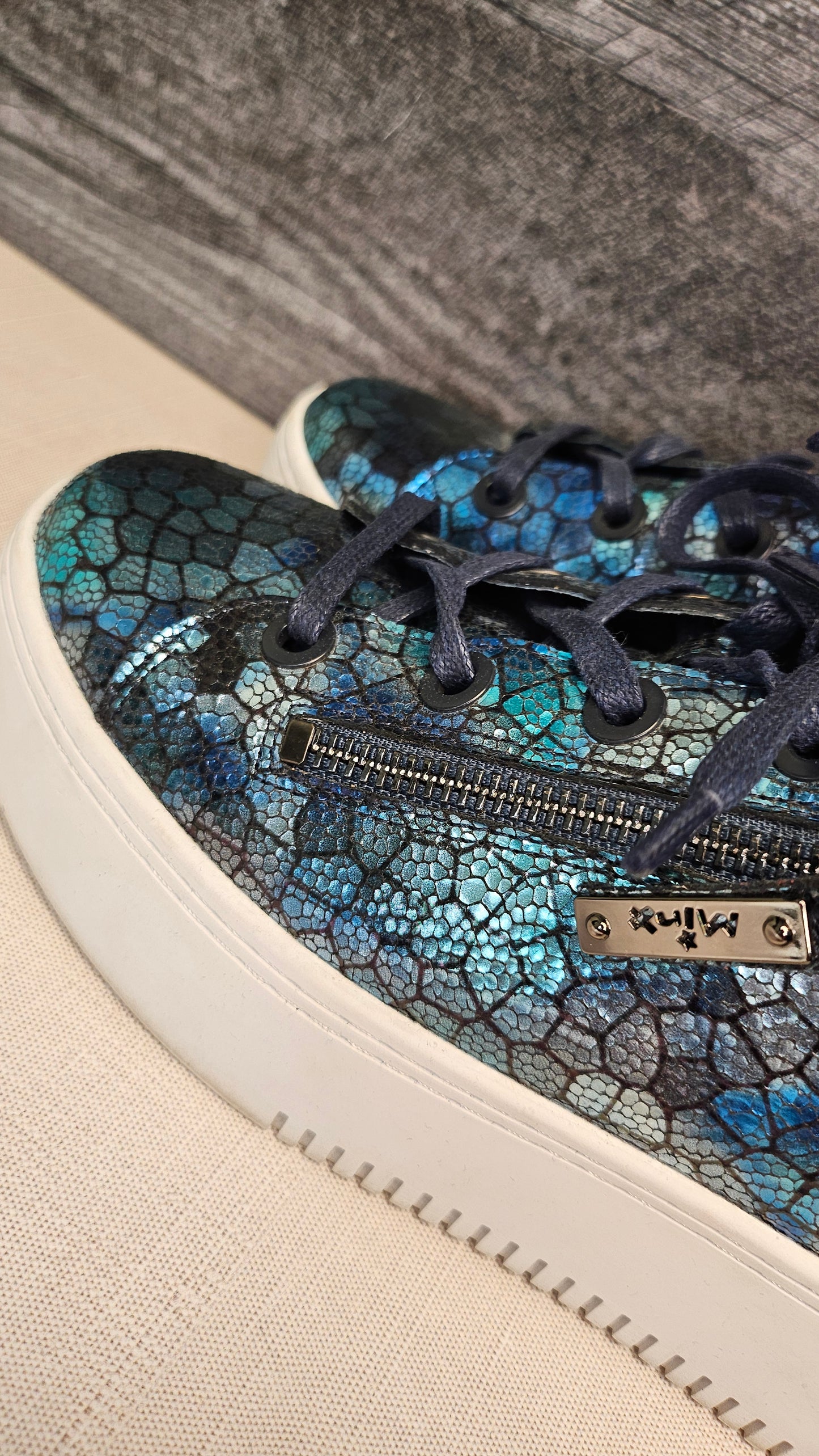 Minx Mosaic Blue Zip Pop Sneakers (38)