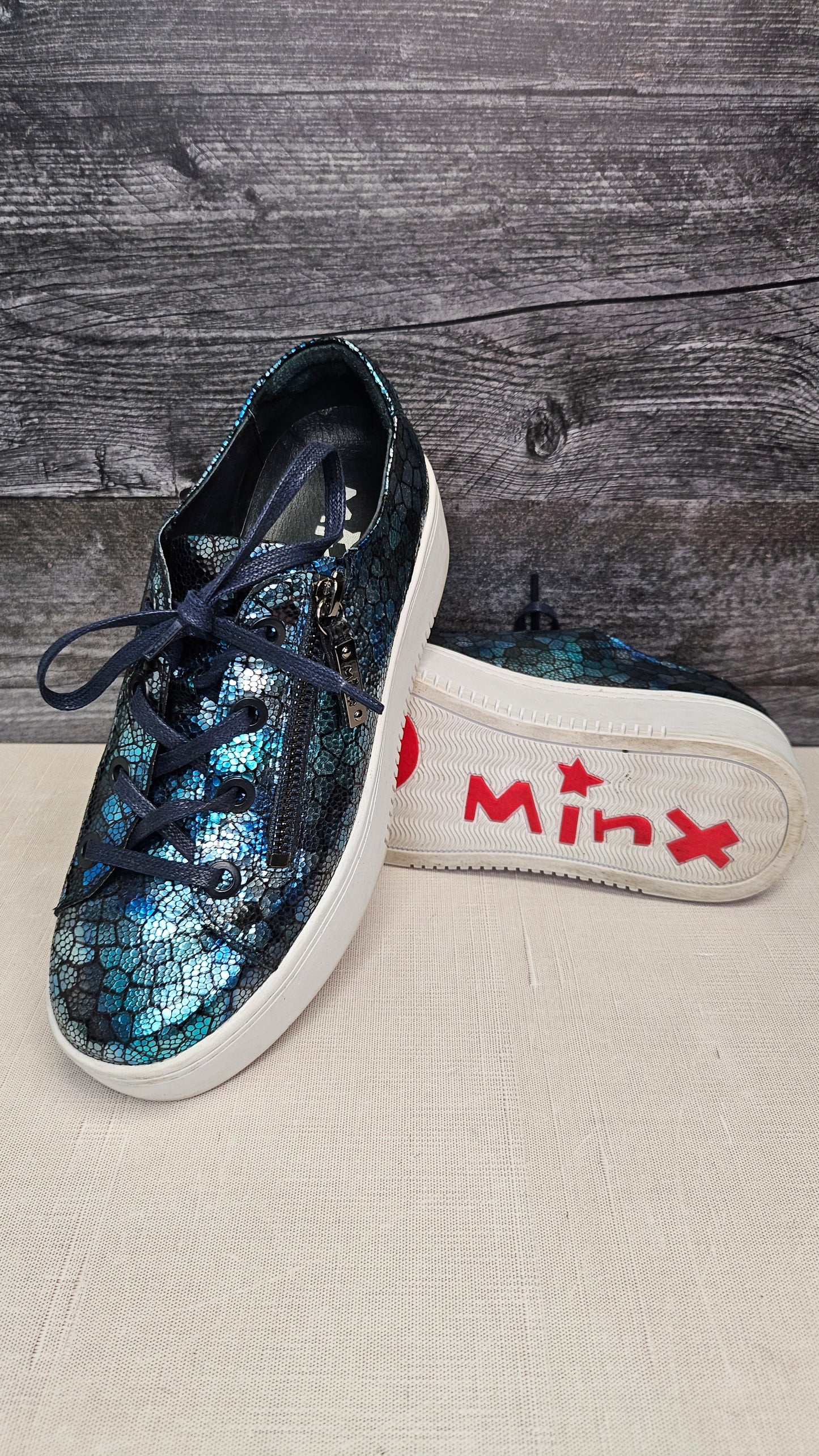 Minx Mosaic Blue Zip Pop Sneakers (38)