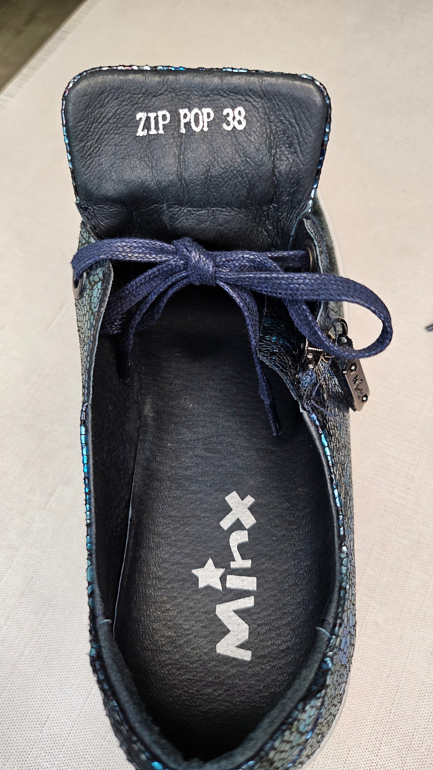 Minx Mosaic Blue Zip Pop Sneakers (38)