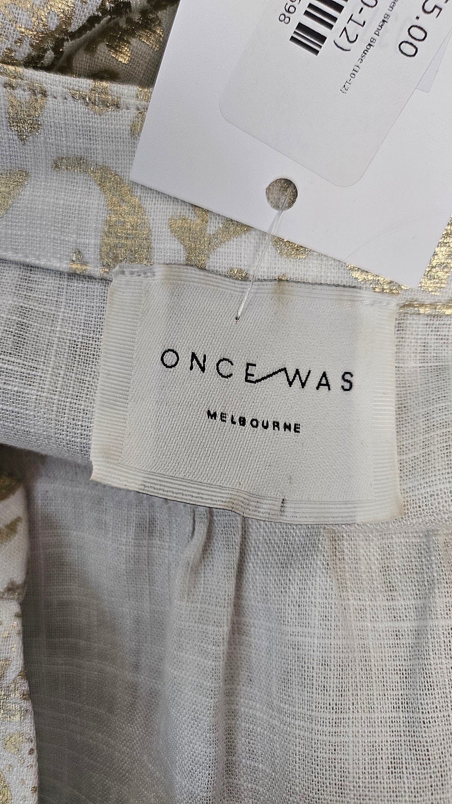 Once Was Gold Metallic Linen Blend Blouse (10-12)