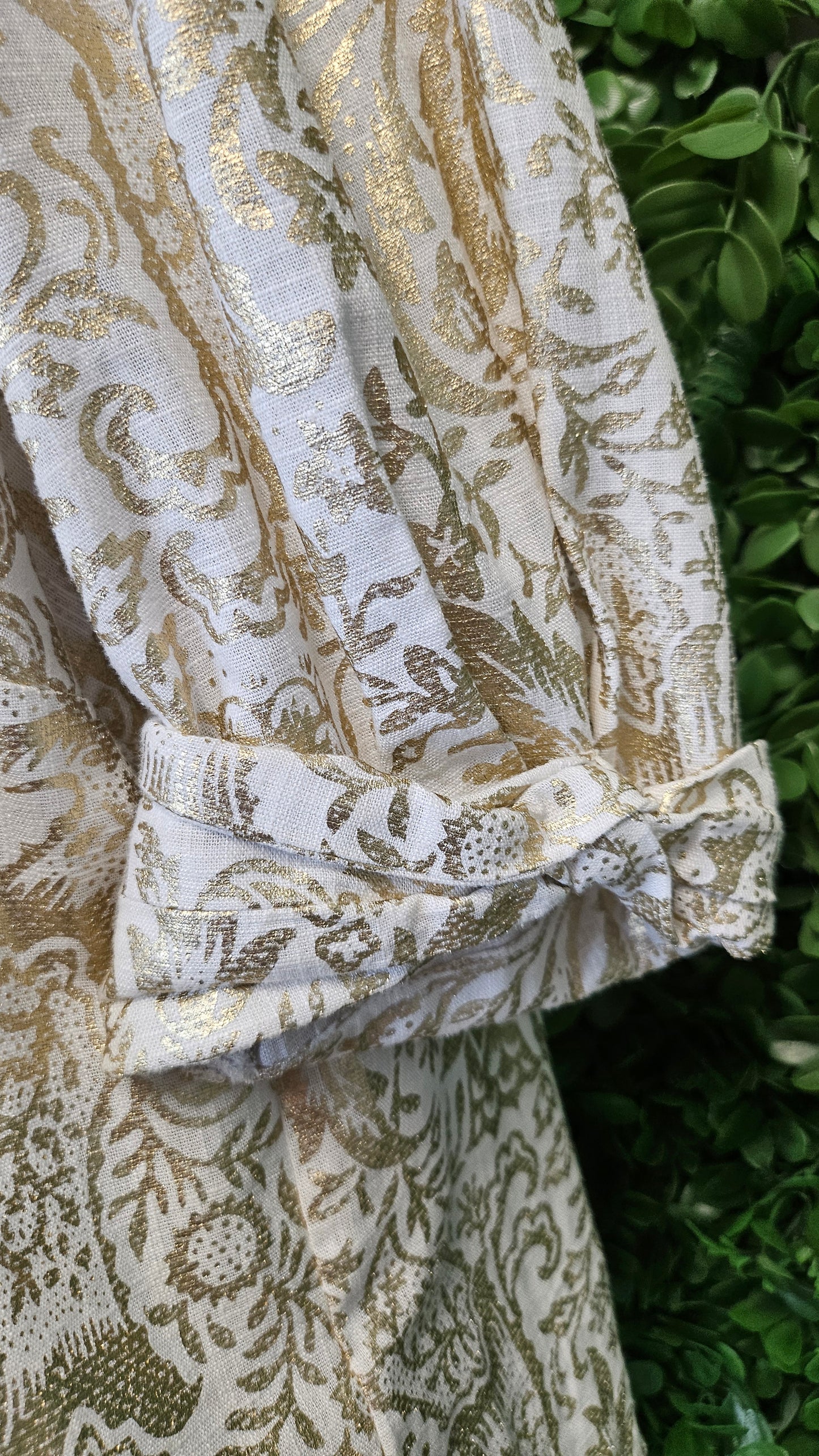 Once Was Gold Metallic Linen Blend Blouse (10-12)