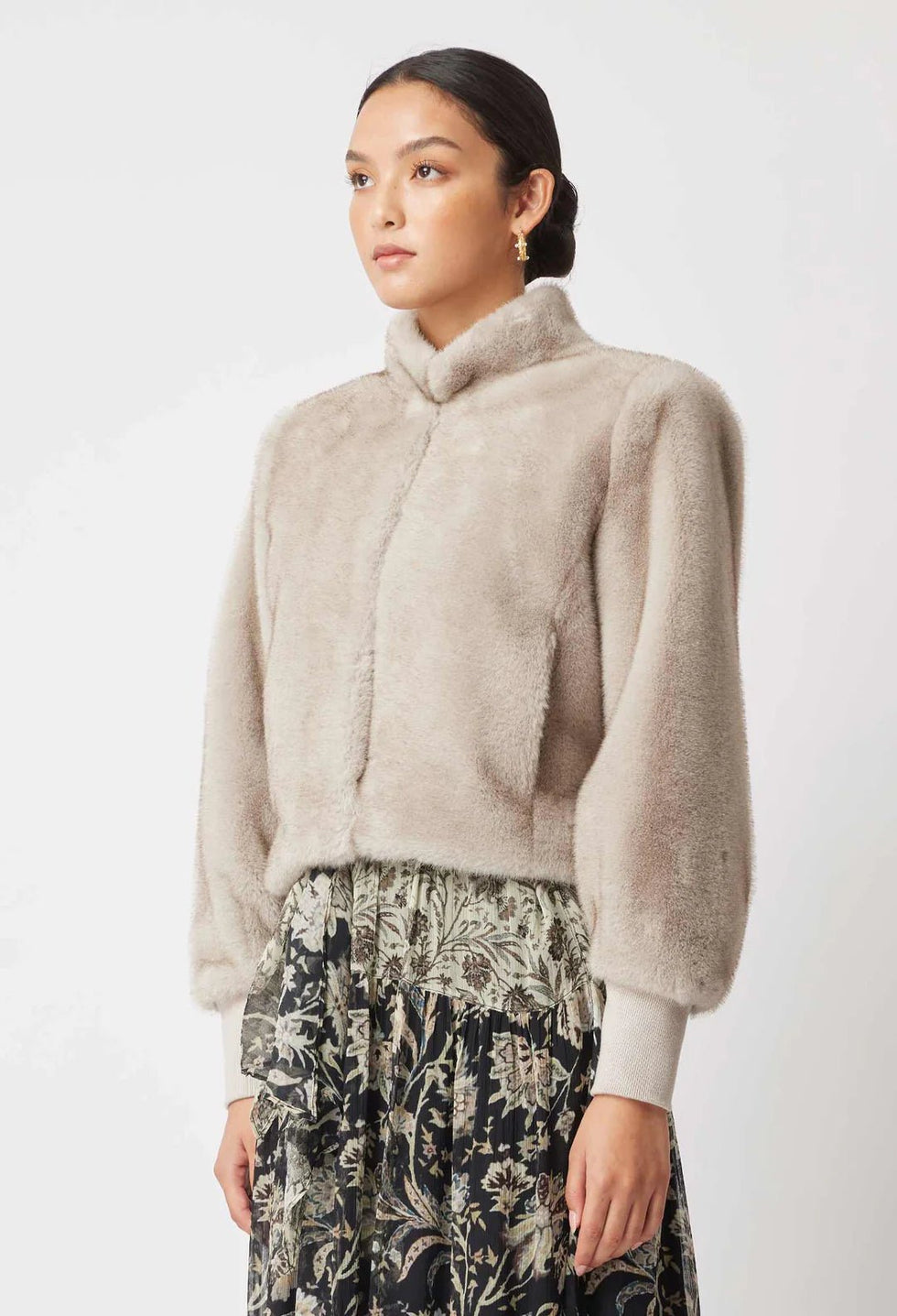 Once Was Silver Cropped Faux Fur Jacket (12-14)