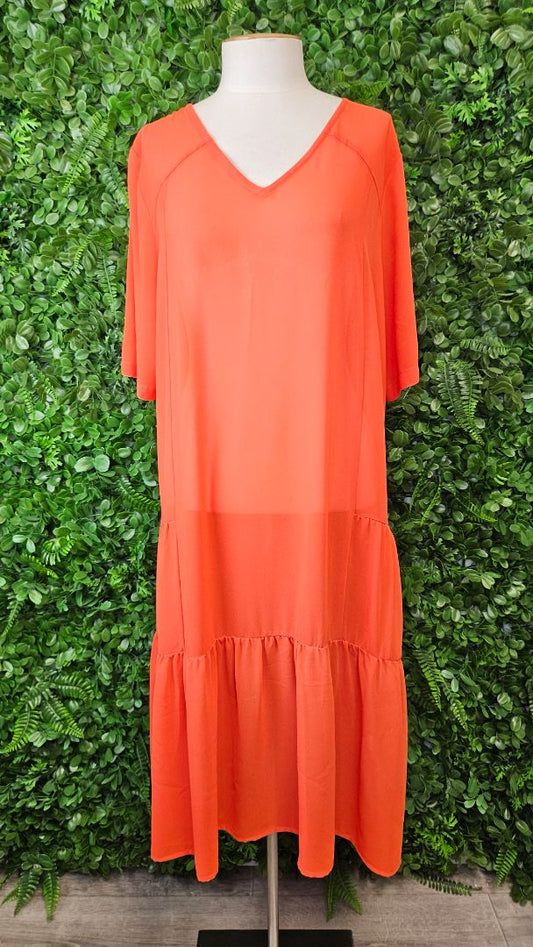 Cashews Orange Dropped Waist Dress (12)