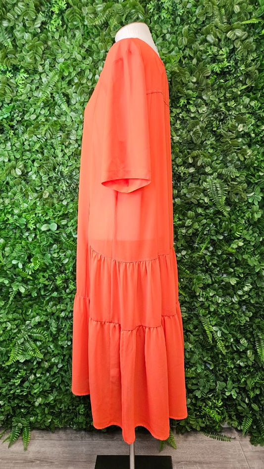 Cashews Orange Dropped Waist Dress (12)