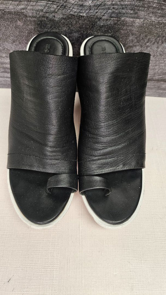 Moochi Black Leather Clog Heel (38)