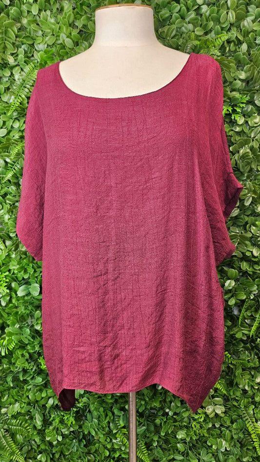 Halo & Hazard Plum Crinkle Top (14-16)