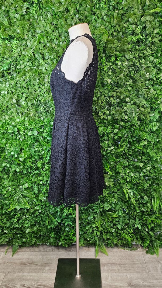 Forever New Black Lace Fit & Flare Dress (10)