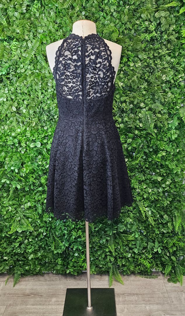 Forever New Black Lace Fit & Flare Dress (10)