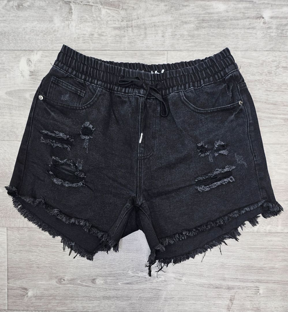 JunkFood Black Frayed Hem Shorts 14