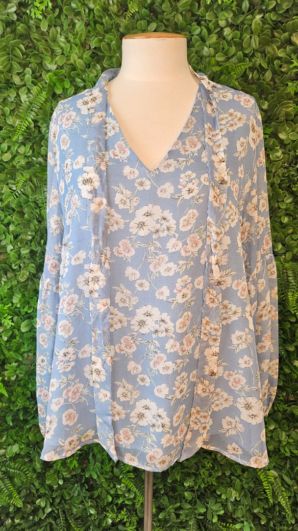 Halo & Hazard Floral Tie Neck Blouse (14)