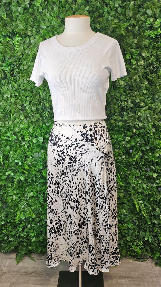 Meredith Black/White Silk Skirt (14)