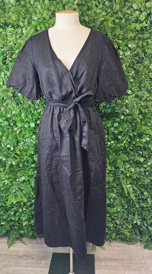 Aere Black Linen Dress (10)