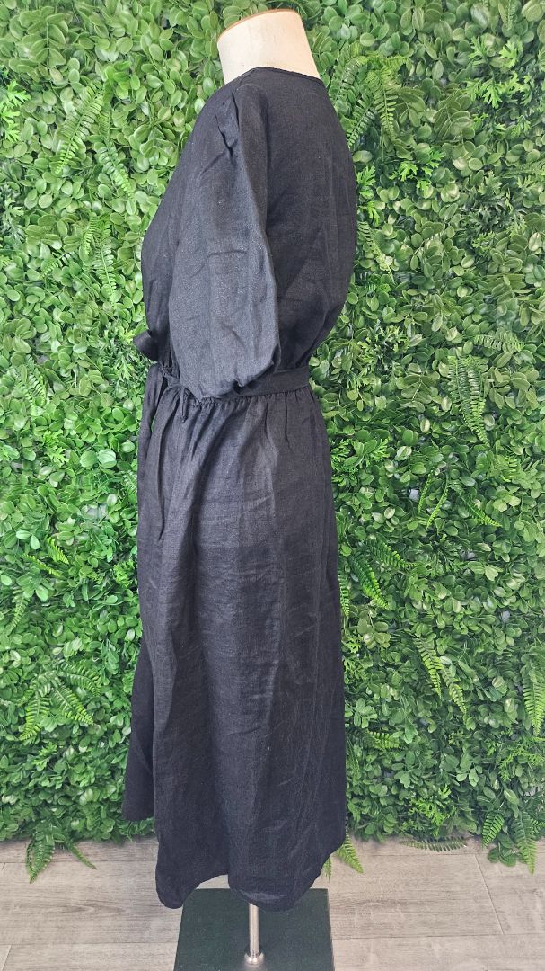 Aere Black Linen Dress (10)