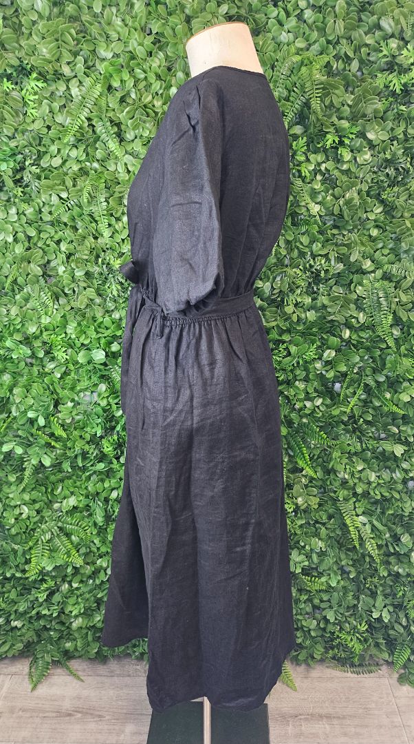 Aere Black Linen Dress (10)