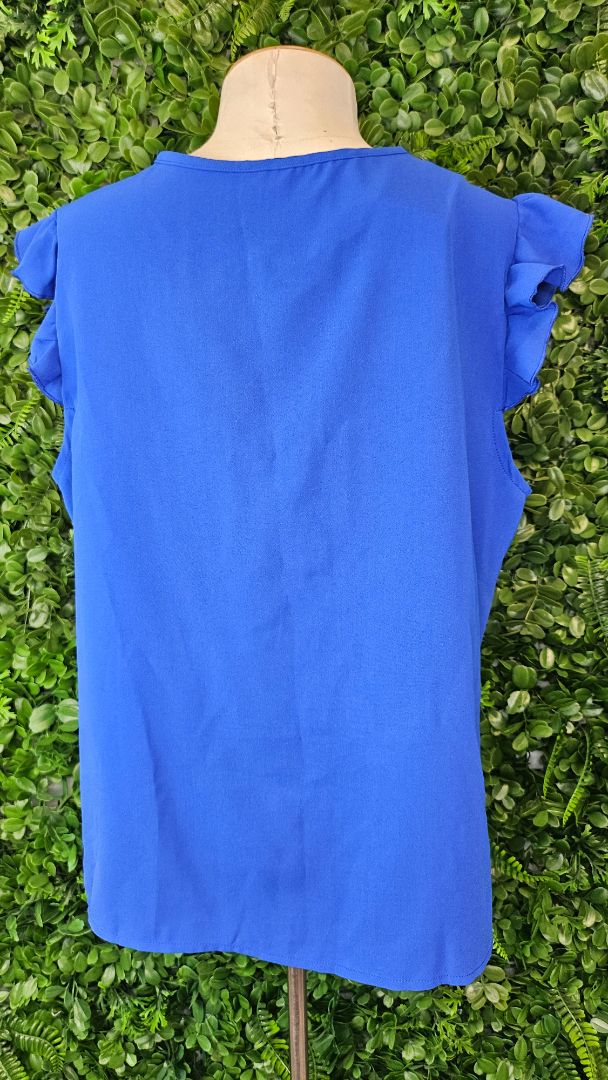 Unknown Blue Frill Sleeve Top (14)