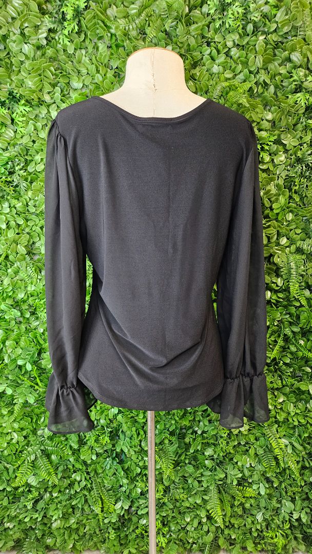 Joseph Ribkoff Black Ruffle Sleeve Top BNWT (14)