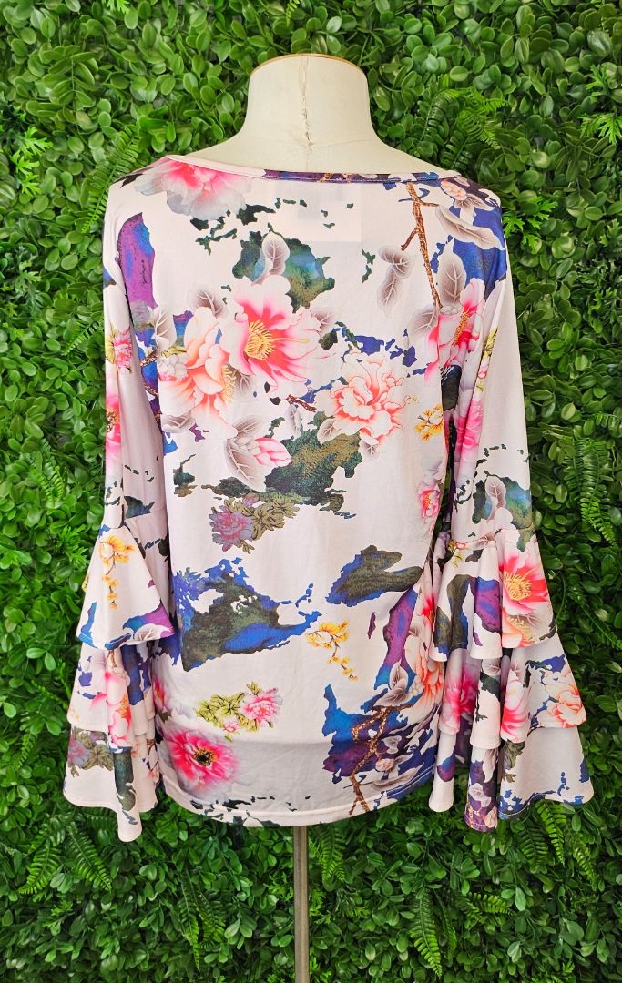 Augustine Floral Tiered Sleeve top (10-12)