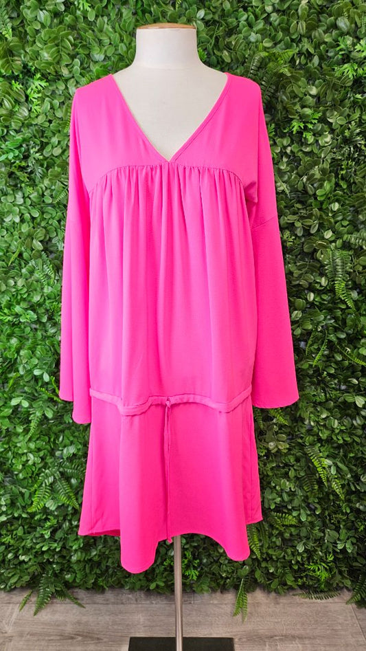 Augustine Hot Pink Drop Waist Dress (10)